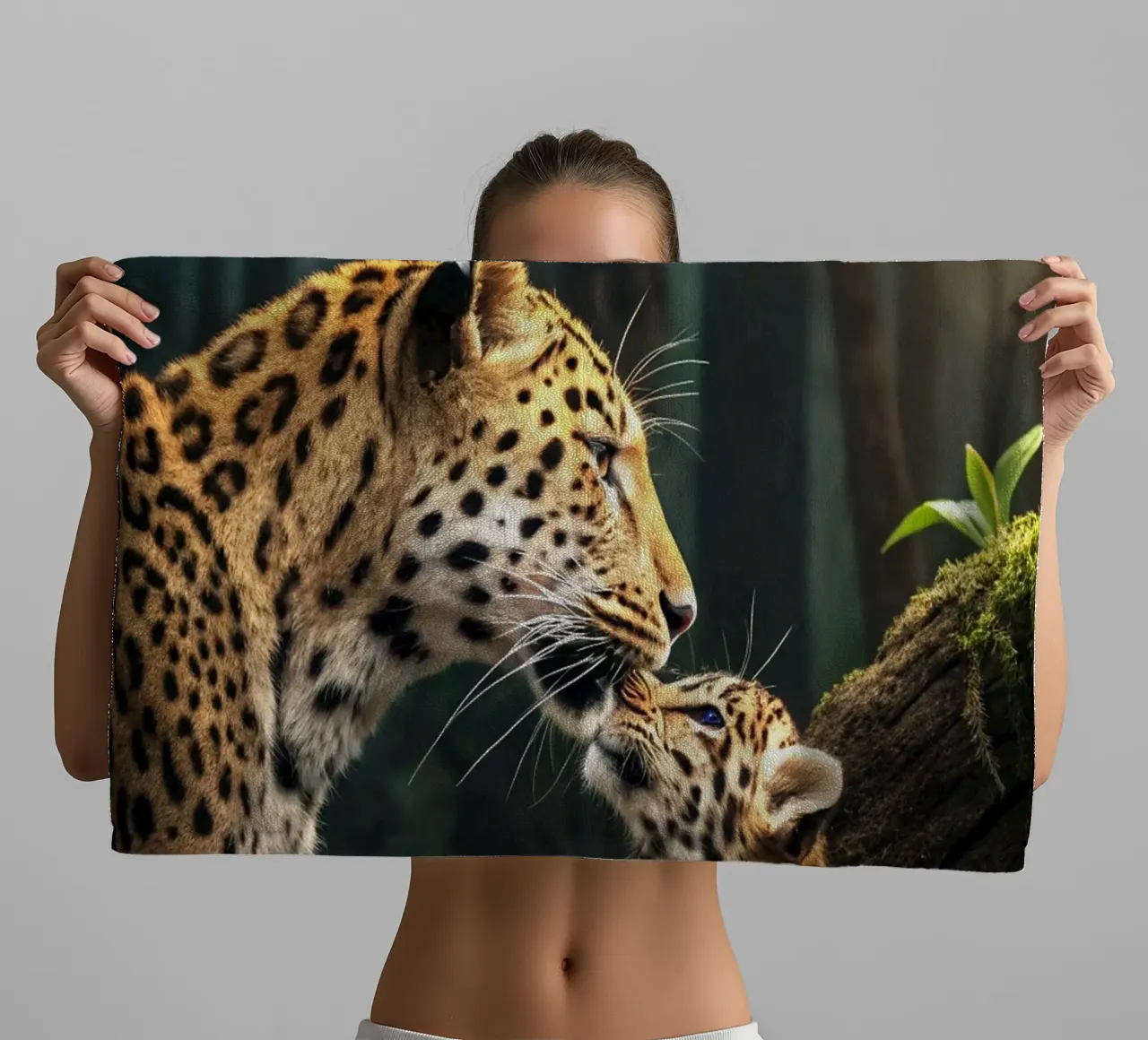 Tigre e cucciolo di tigre nella foresta asciugamano da bagno da syabiqo