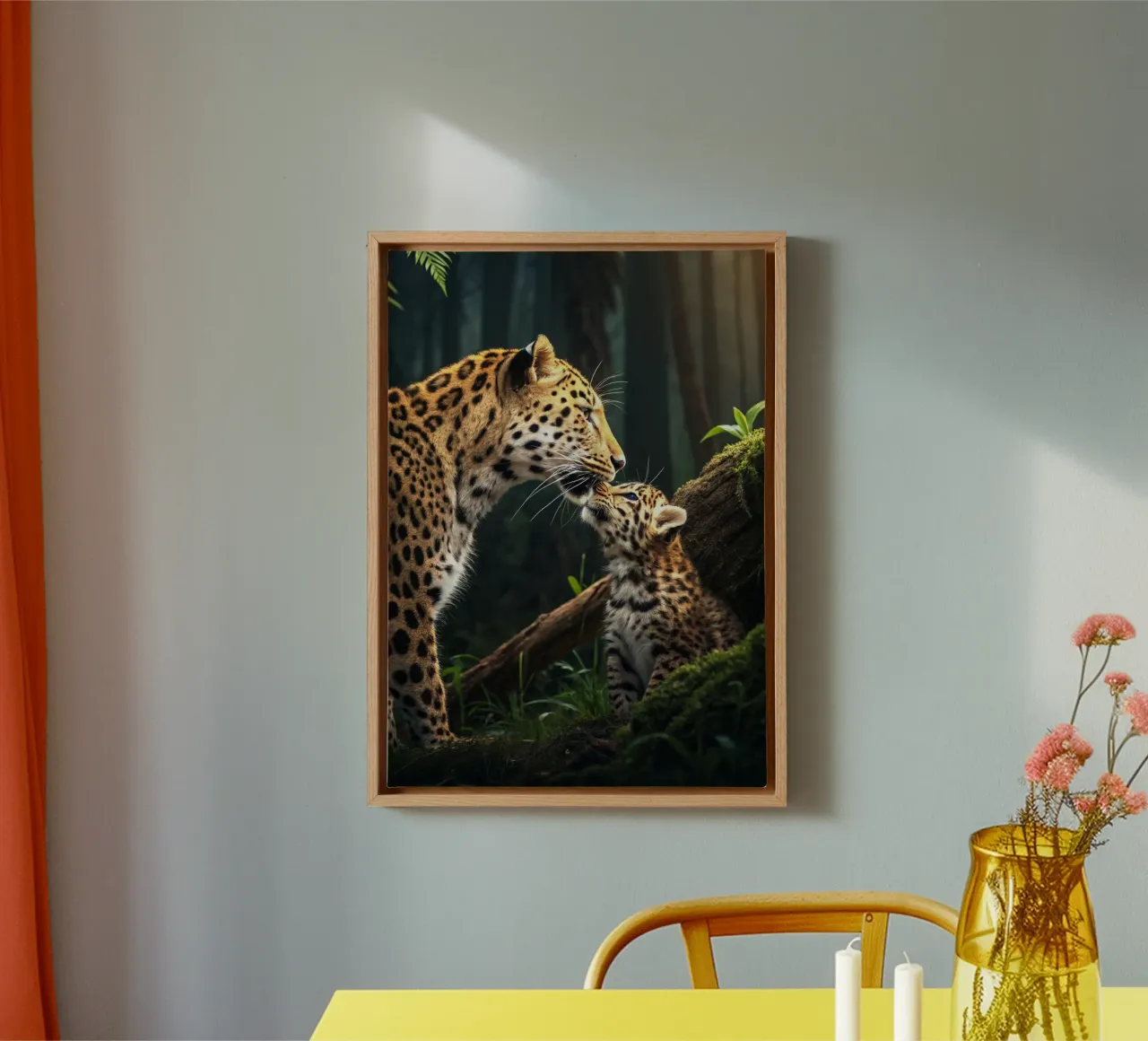 Tijger en baby tijger in het bos canvas met Baklijst van syabiqo