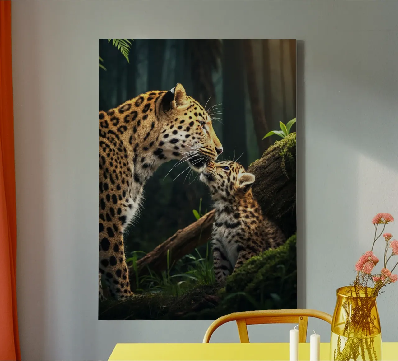 Tijger en baby tijger in het bos canvas met Baklijst van syabiqo