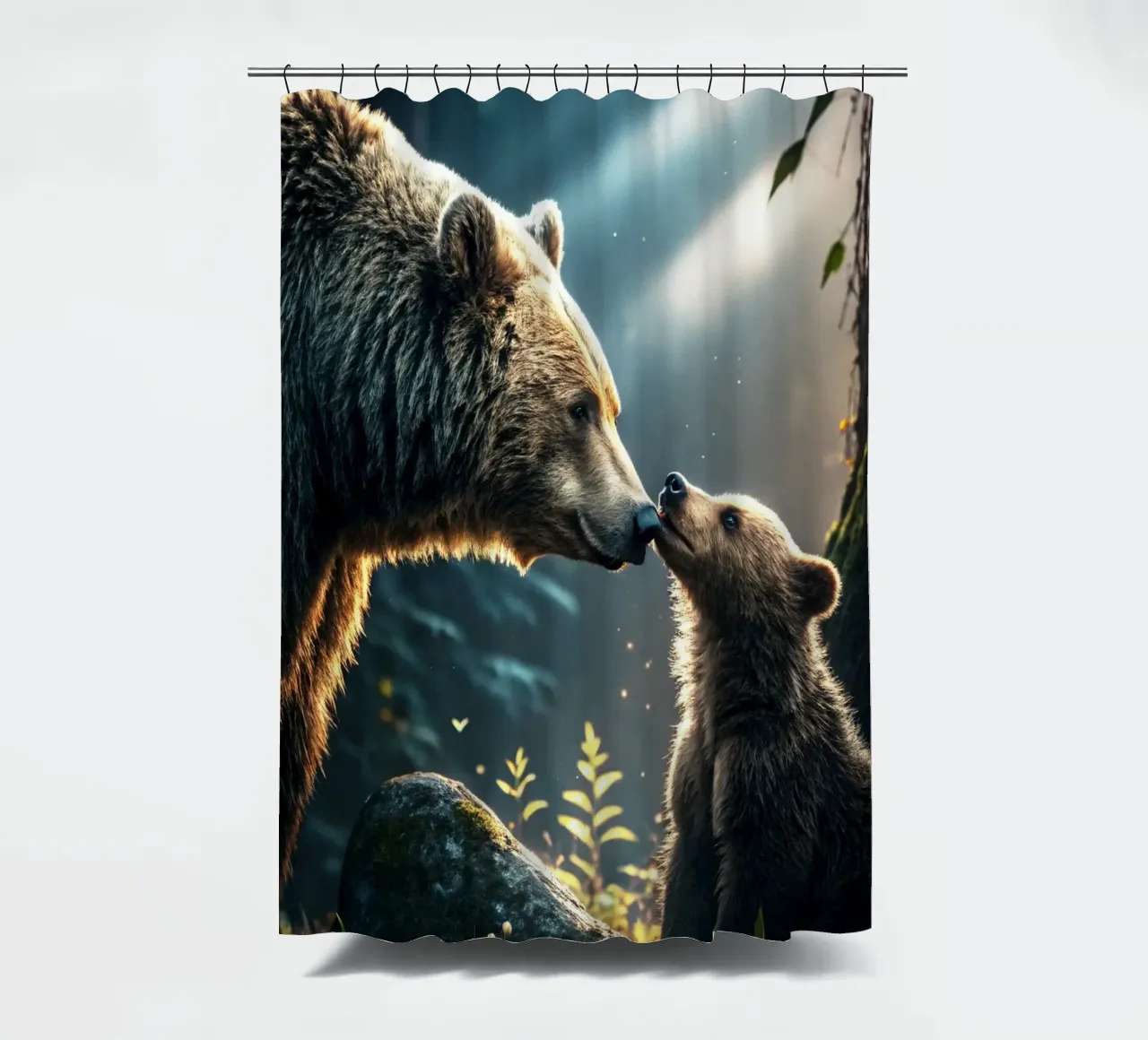 orso e cucciolo di orso nella foresta tenda da doccia da syabiqo