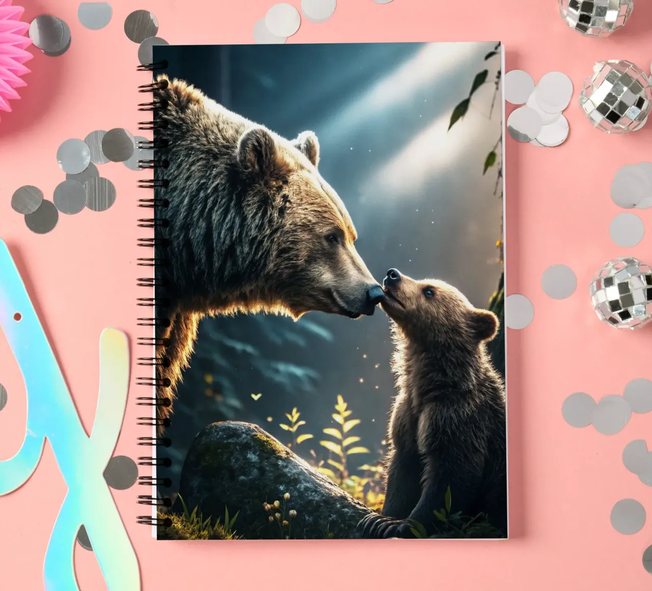 orso e cucciolo di orso nella foresta diario ad anelli da syabiqo