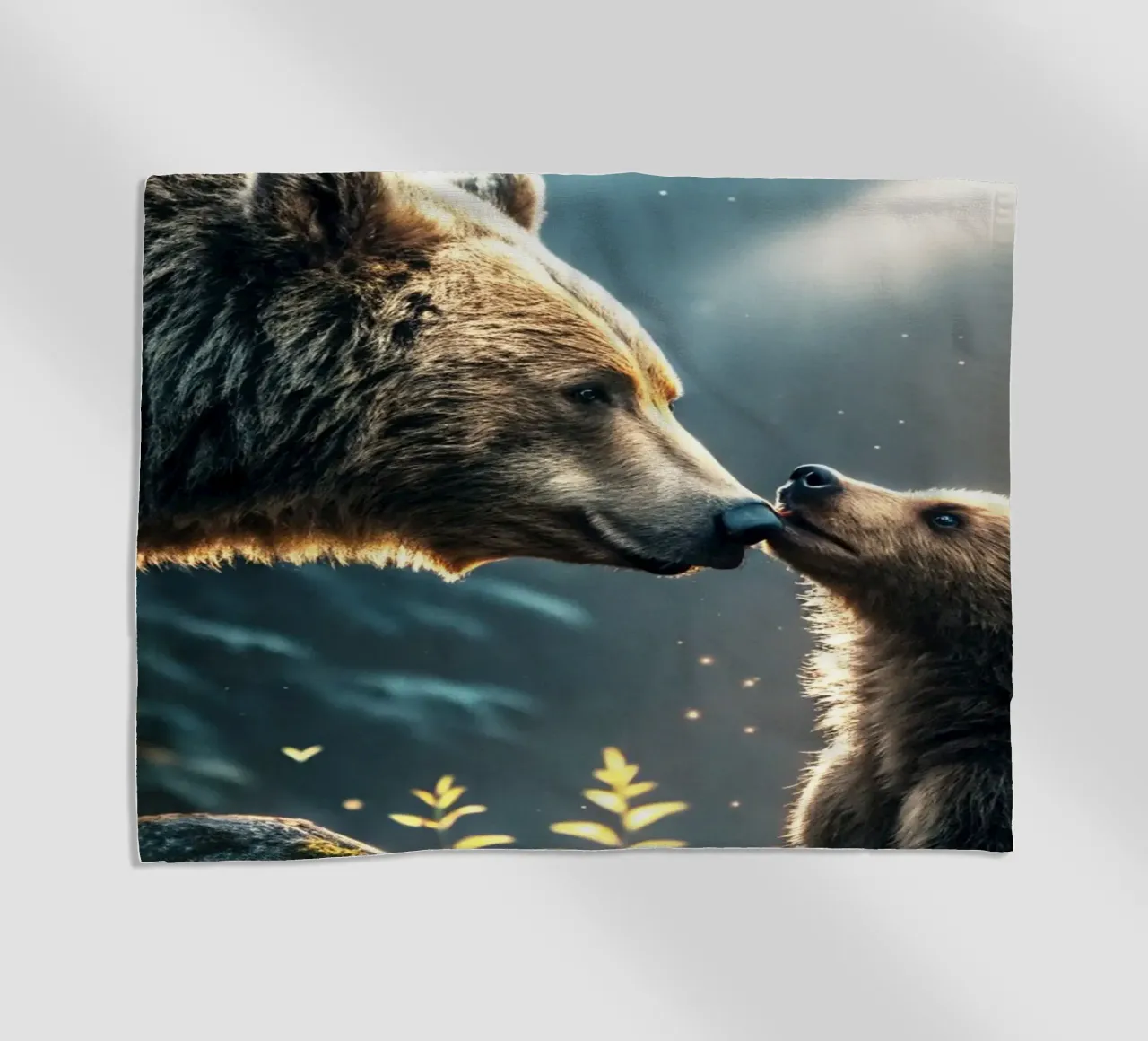 orso e cucciolo di orso nella foresta telo mare da syabiqo