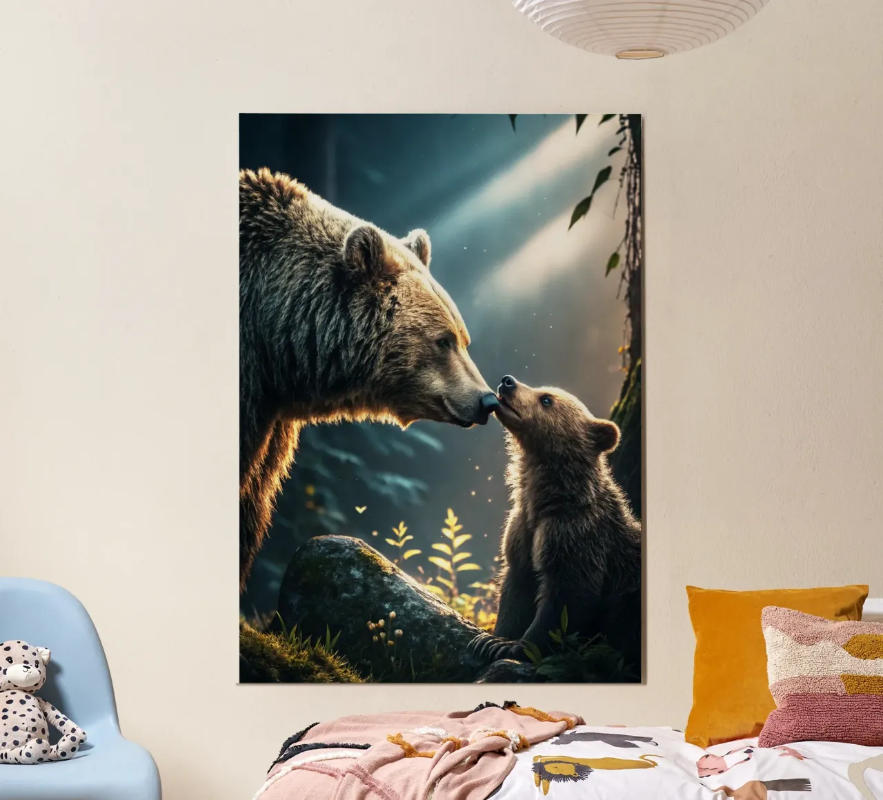 orso e cucciolo di orso nella foresta alluminio dibond da syabiqo