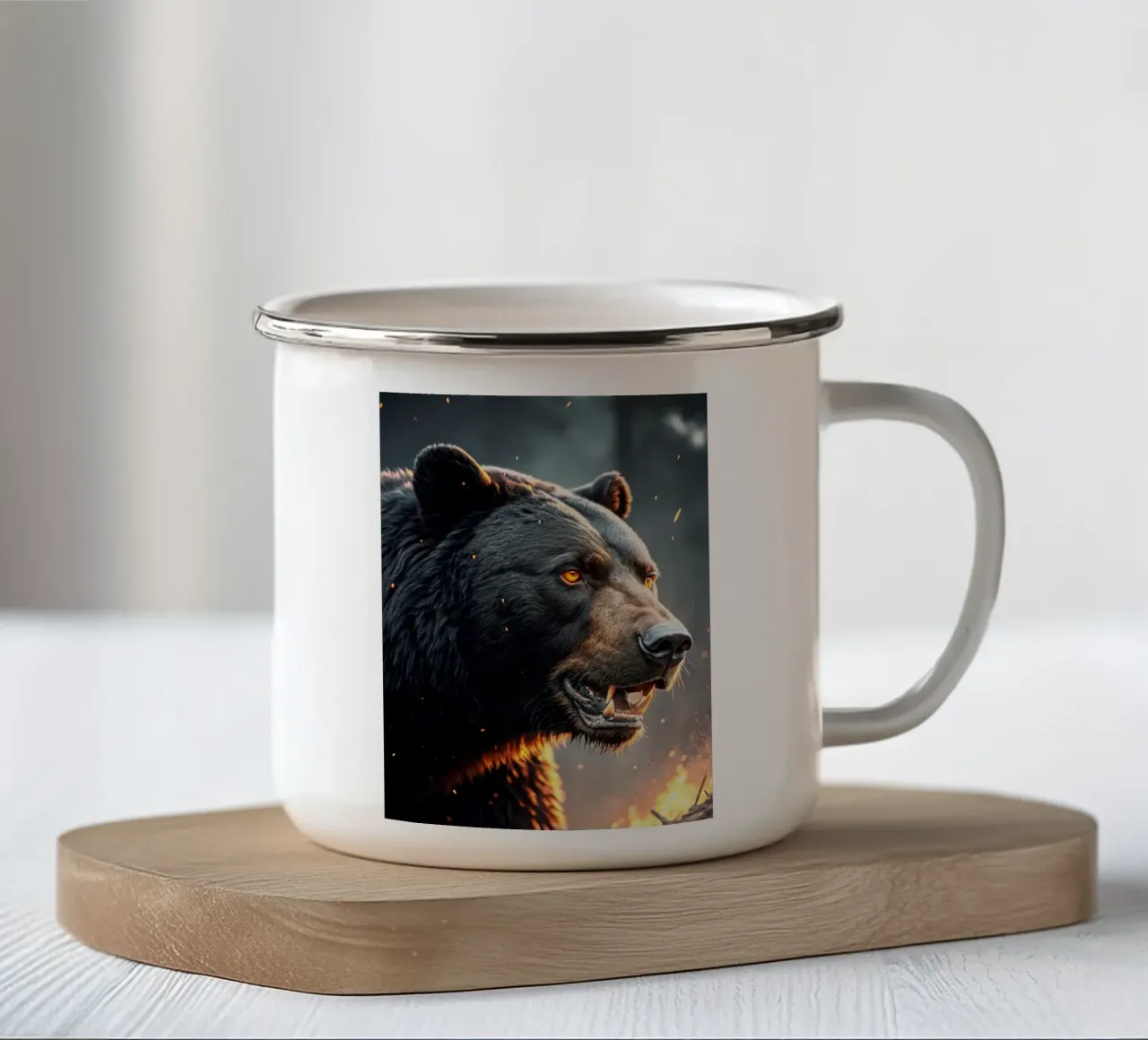 orso faccia arrabbiata arte artistica tazza in smalto da syabiqo