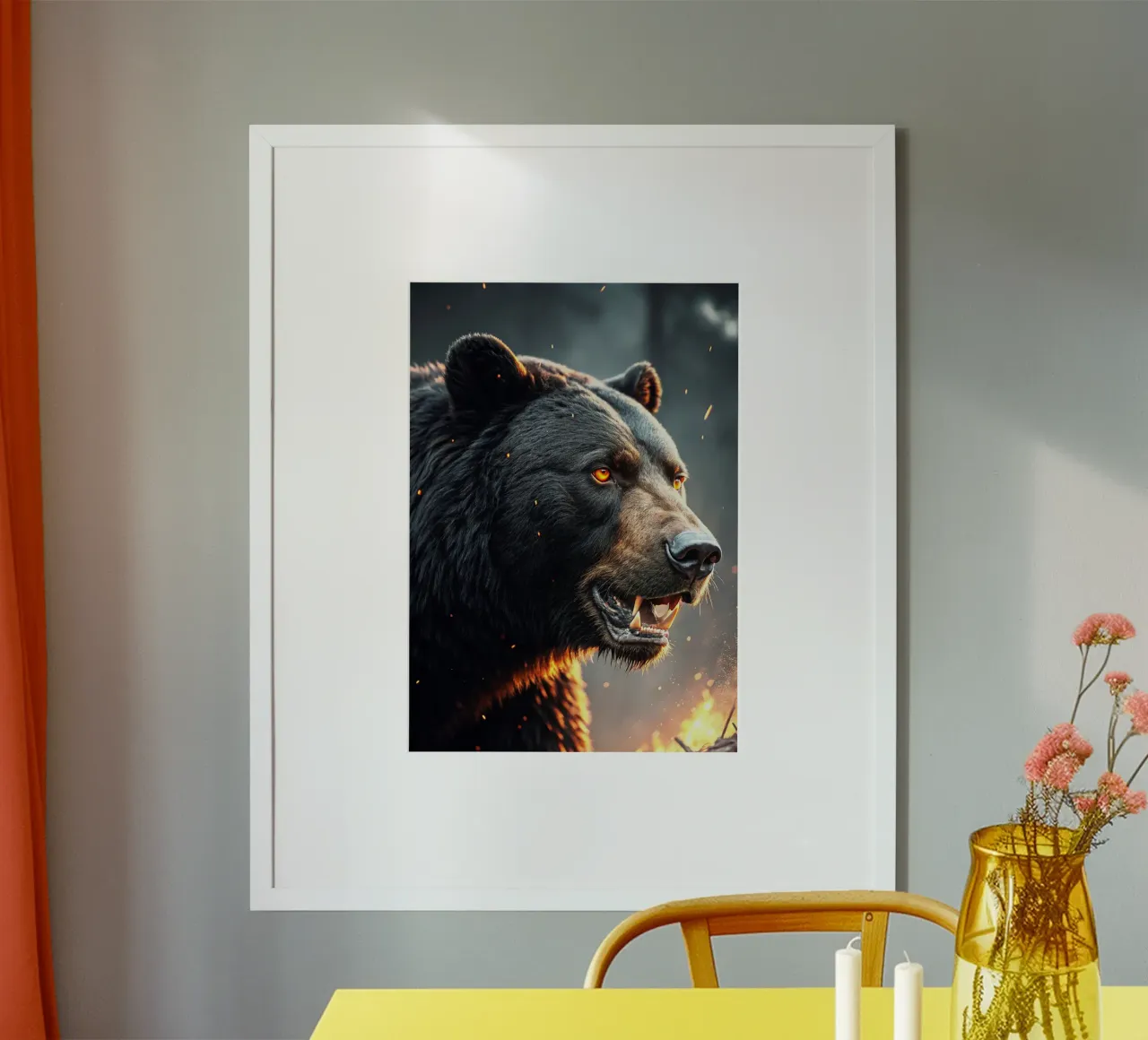 orso faccia arrabbiata arte artistica poster con telaio in plastica da syabiqo