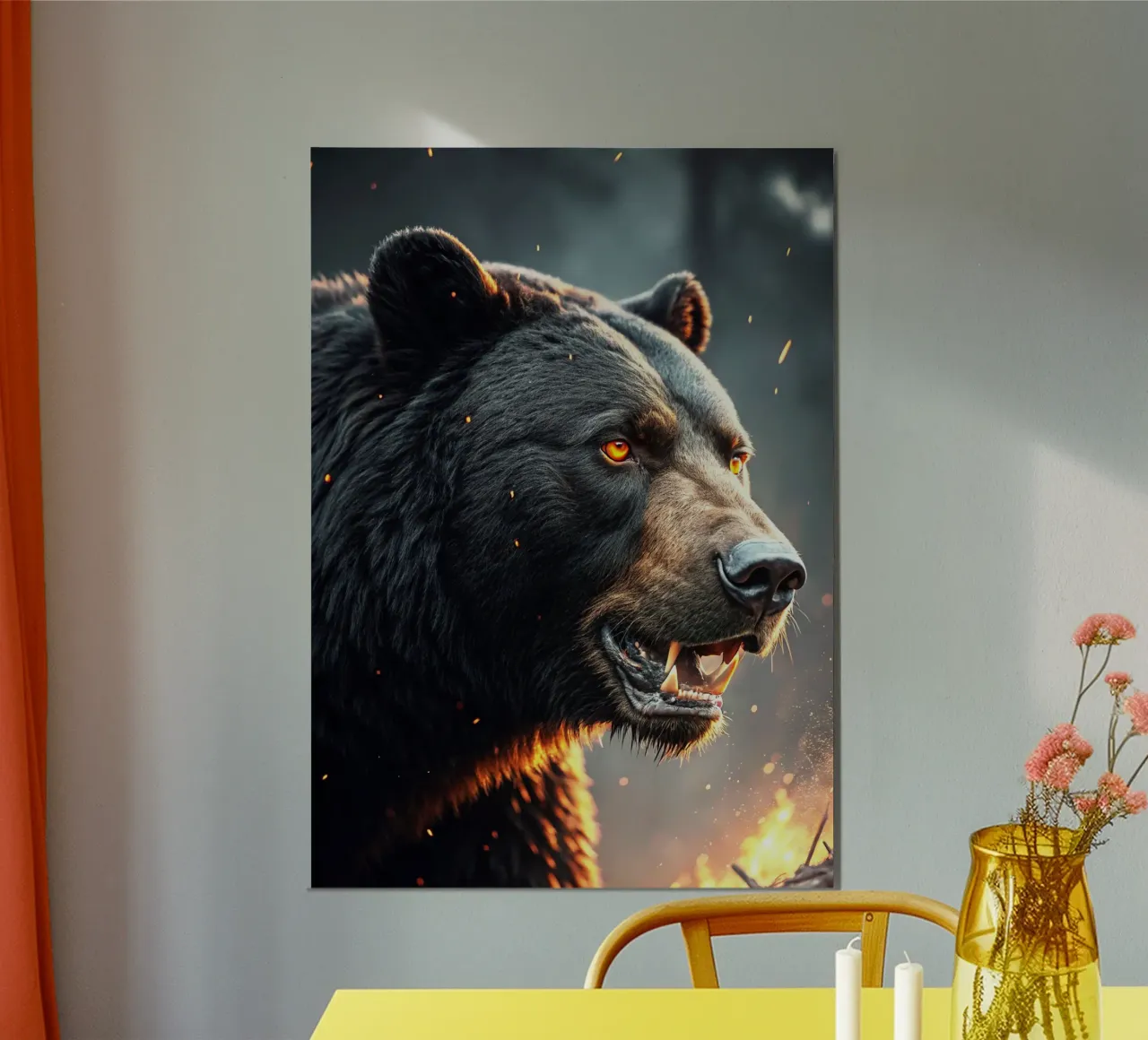 orso faccia arrabbiata arte artistica poster con telaio in plastica da syabiqo