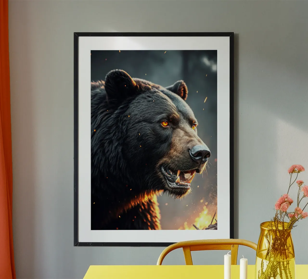 orso faccia arrabbiata arte artistica poster con telaio in plastica da syabiqo