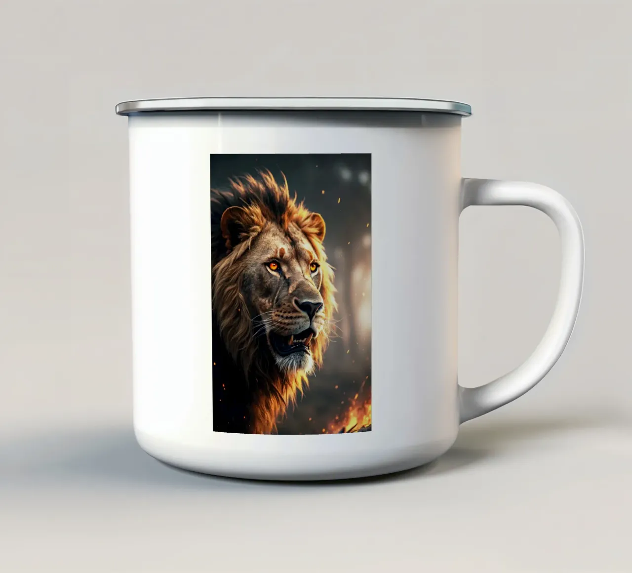 leone faccia arrabbiata arte artistica tazza in smalto da syabiqo