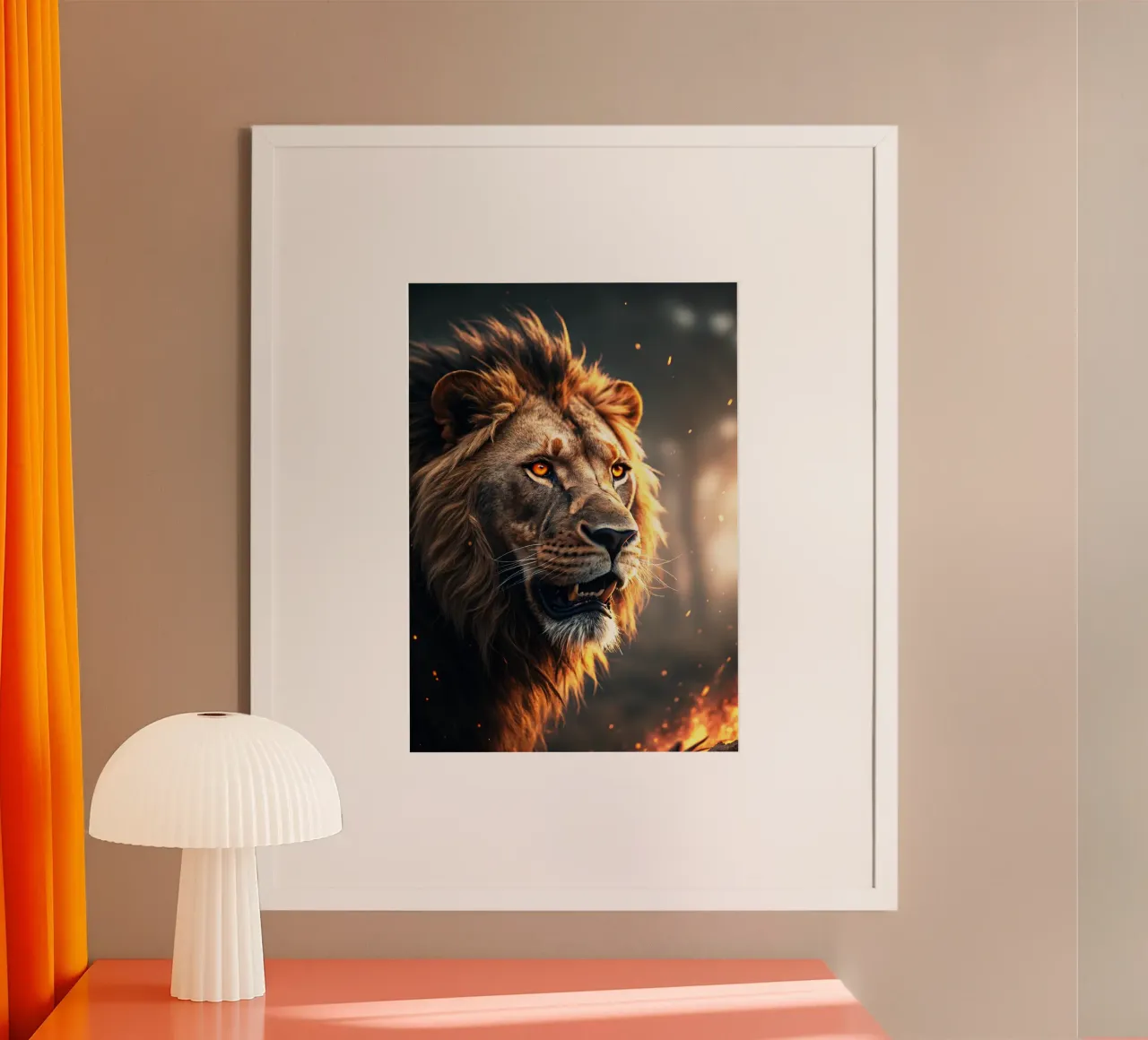 leone faccia arrabbiata arte artistica poster con telaio in alluminio da syabiqo
