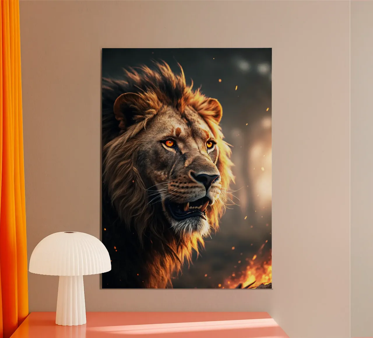 leone faccia arrabbiata arte artistica poster con telaio in alluminio da syabiqo