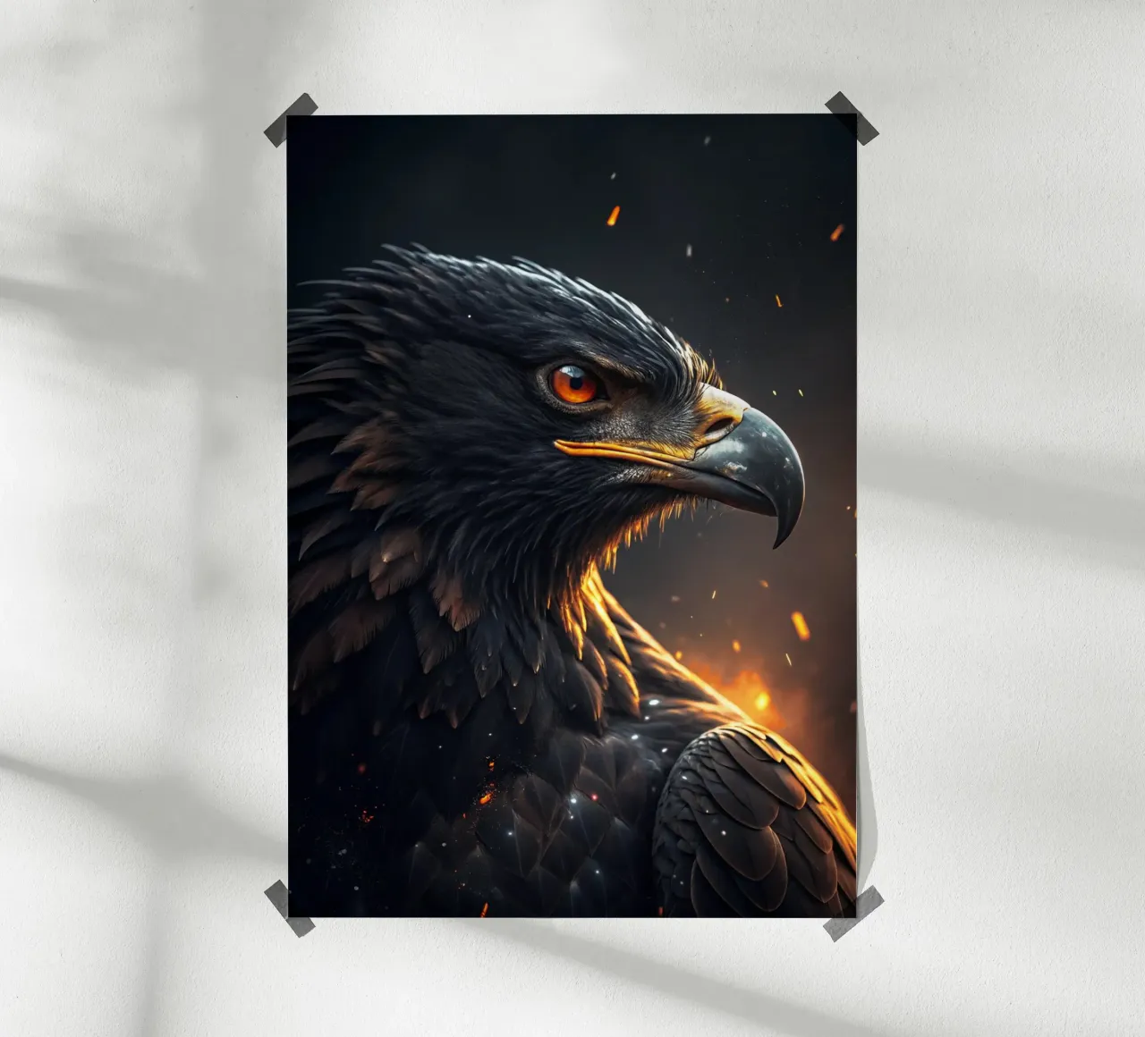 aquila faccia arrabbiata arte artistica poster con telaio in alluminio da syabiqo