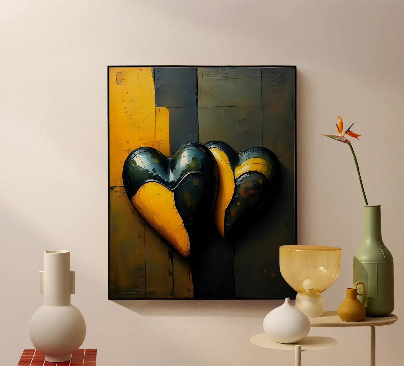 Hearts_10 Acryl-Glas von schwarz-gelb by LK