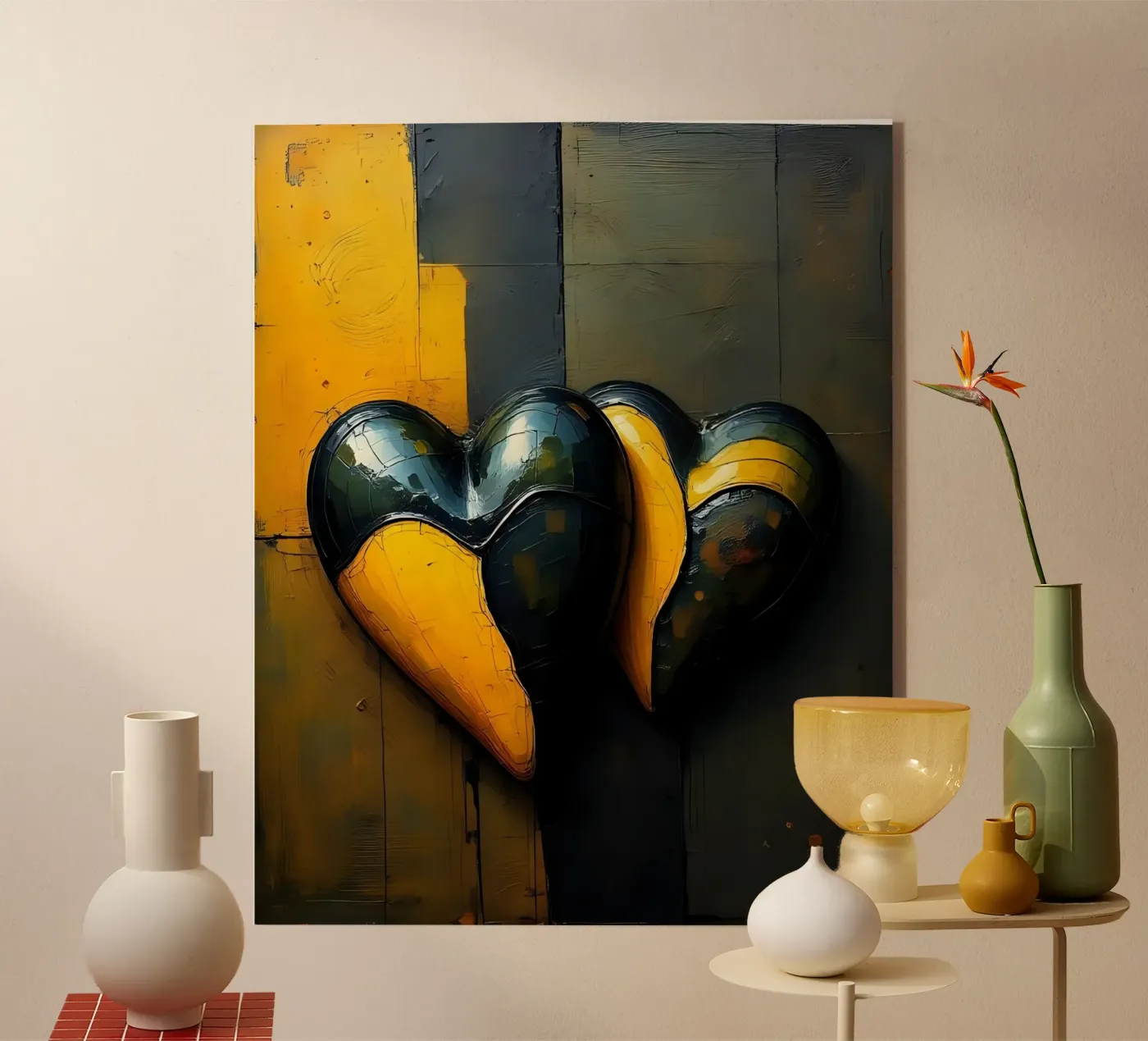 Hearts_10 Acryl-Glas von schwarz-gelb by LK