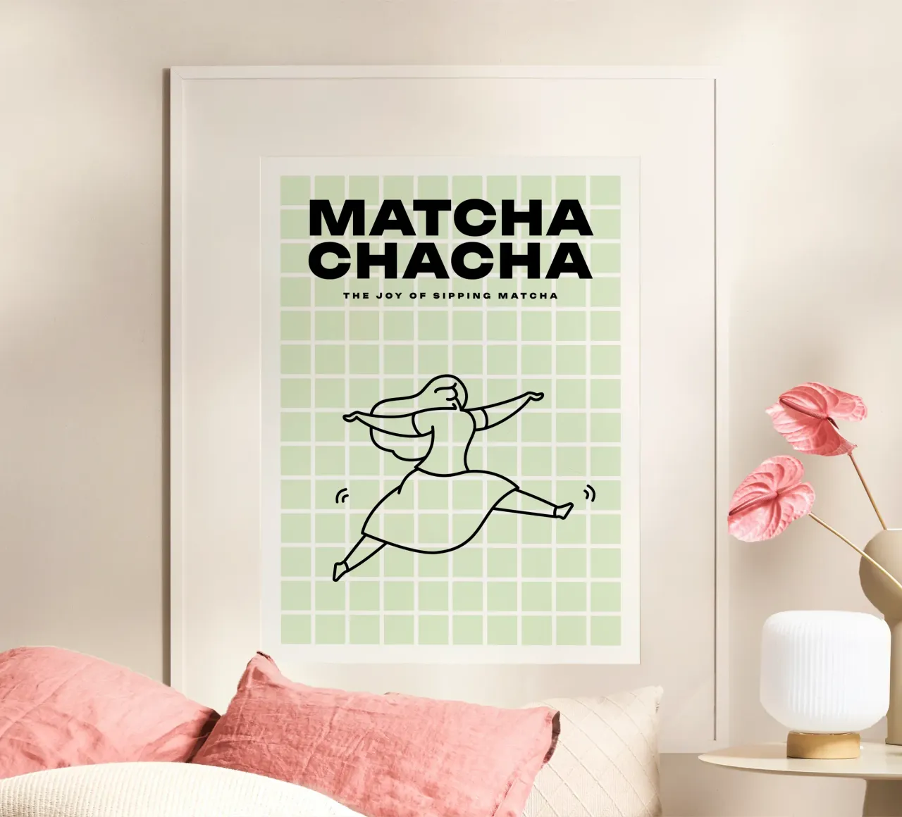 Matcha-cha-cha poster con telaio in alluminio da Bureau Purpur