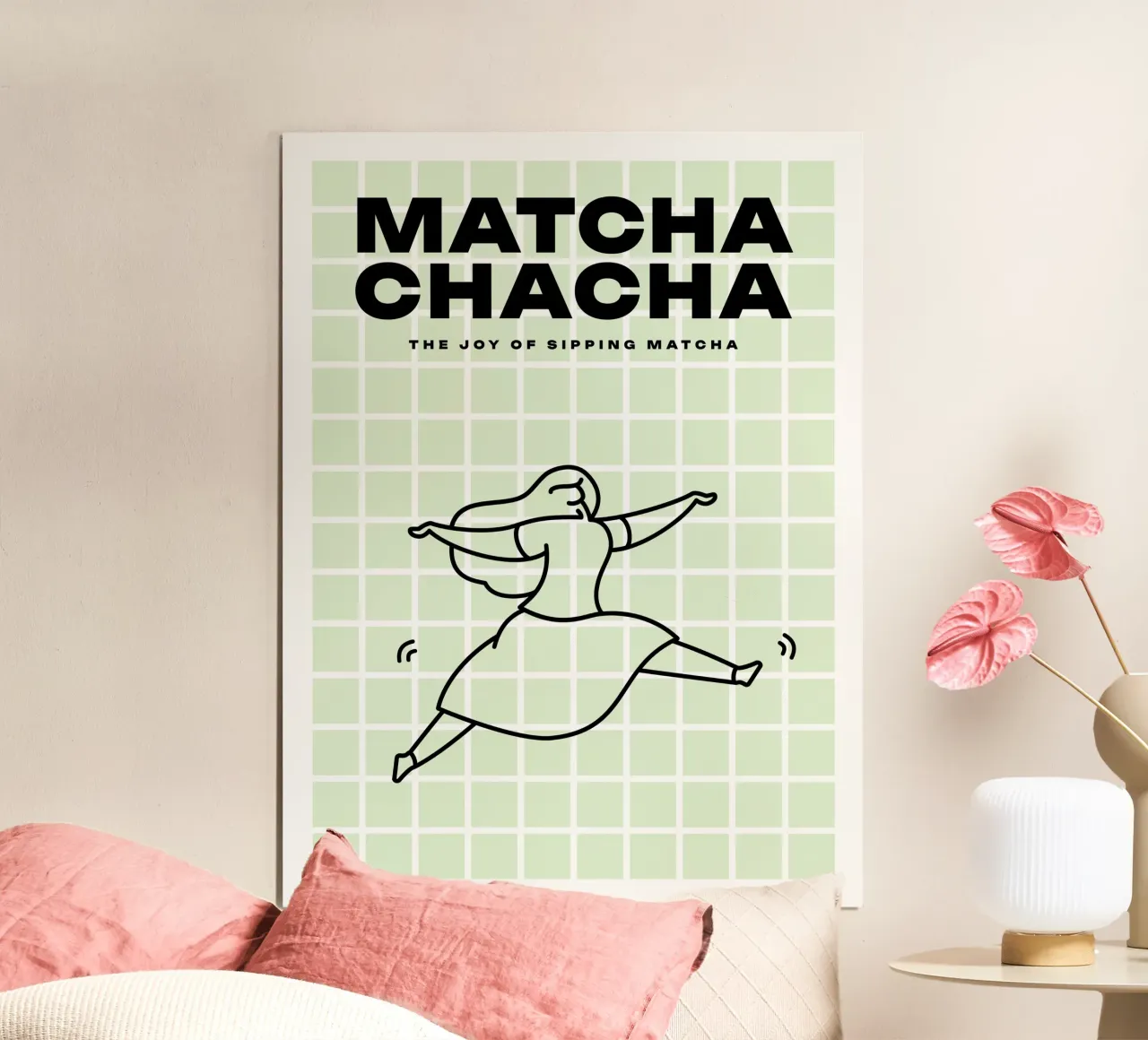 Matcha-cha-cha poster con telaio in alluminio da Bureau Purpur