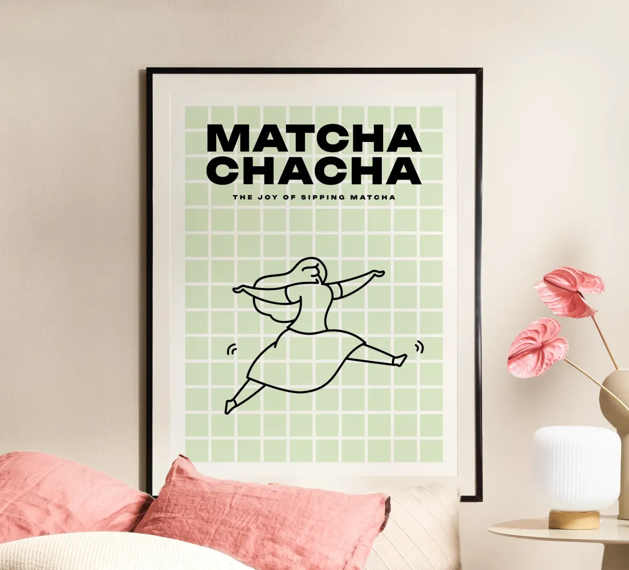 Matcha-cha-cha poster con telaio in alluminio da Bureau Purpur