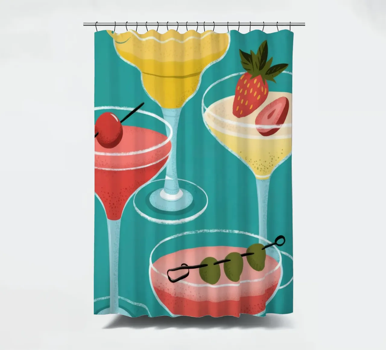 Radiant Cocktail Symphony shower curtain by Lumina Vision