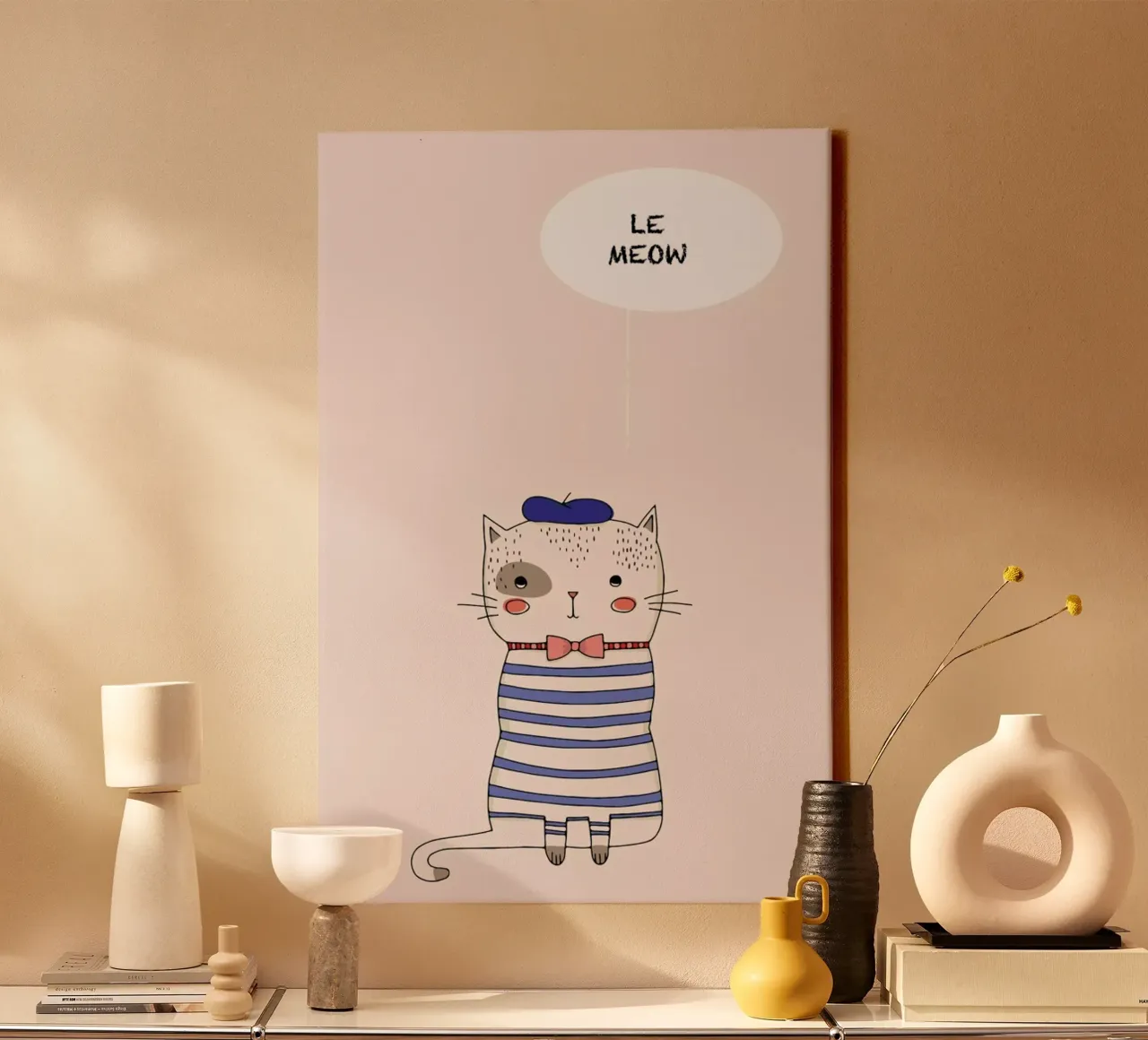 Le Meow tela con Cornice a cassetta da Kubistika