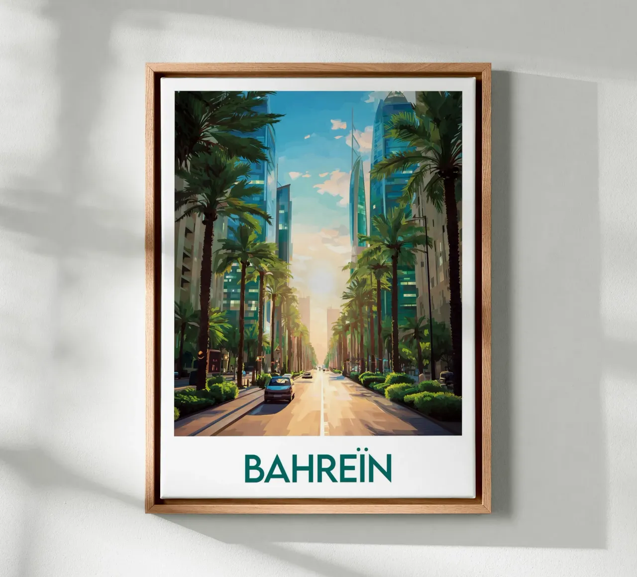 Manifesto del Bahrein tela con Cornice a cassetta da Frame the World