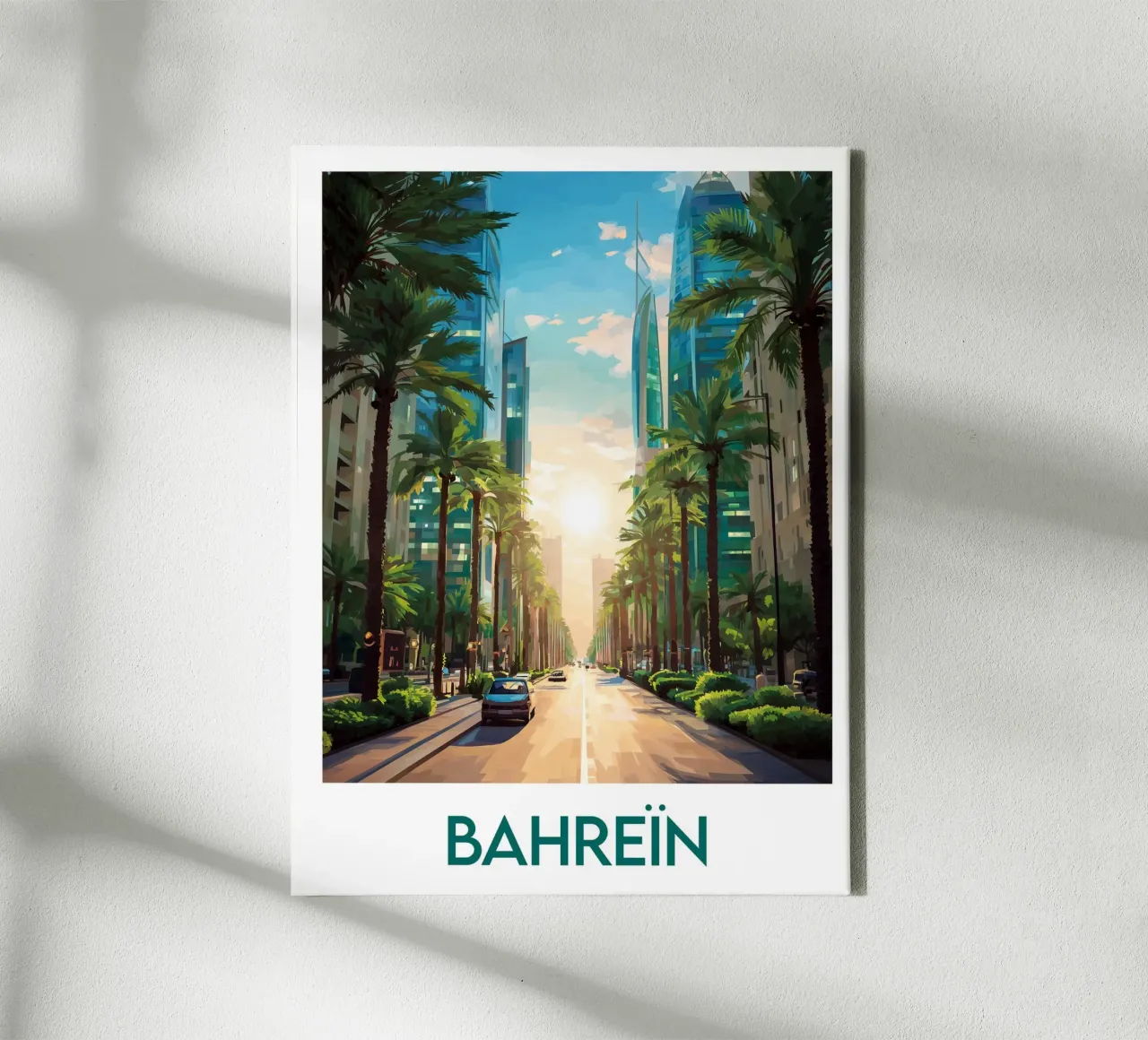 Manifesto del Bahrein tela con Cornice a cassetta da Frame the World