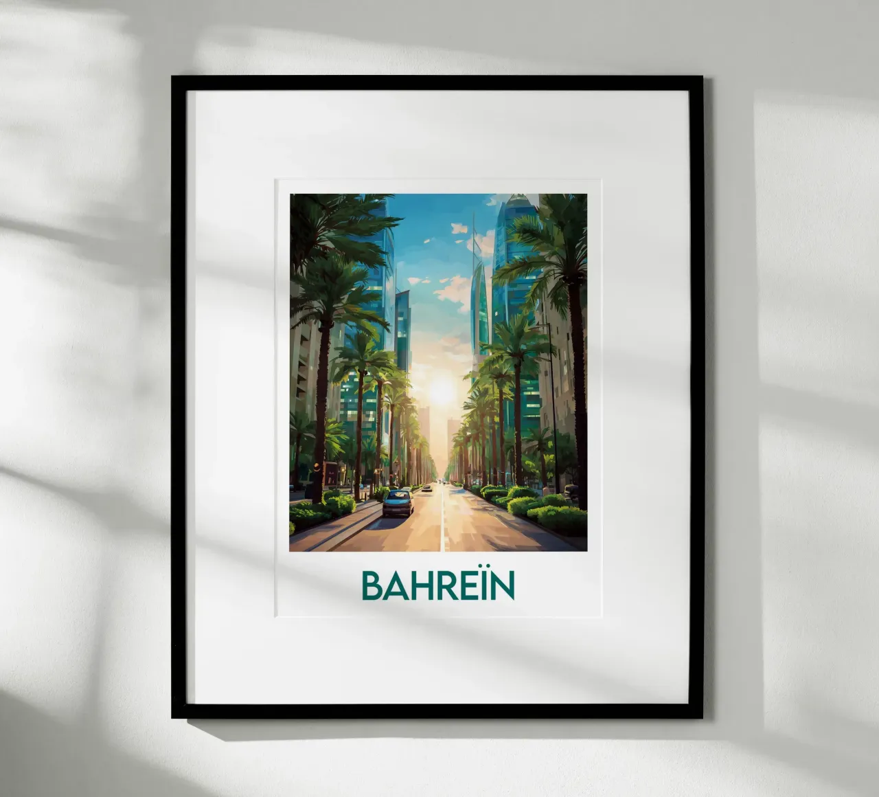 Manifesto del Bahrein poster con telaio in legno da Frame the World
