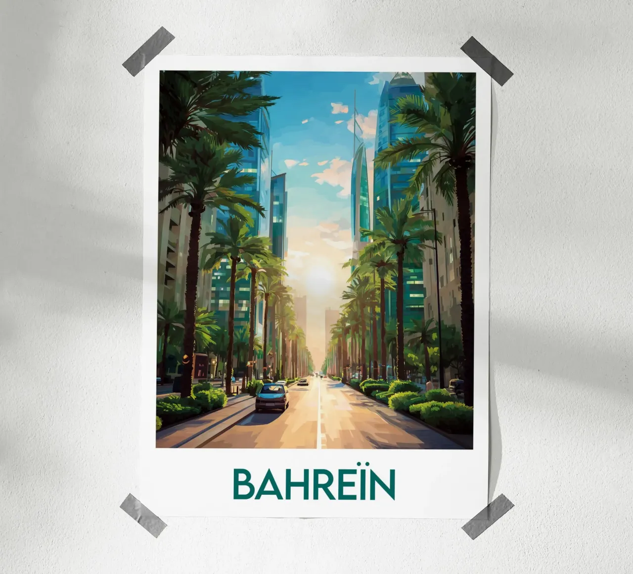 Manifesto del Bahrein poster con telaio in legno da Frame the World