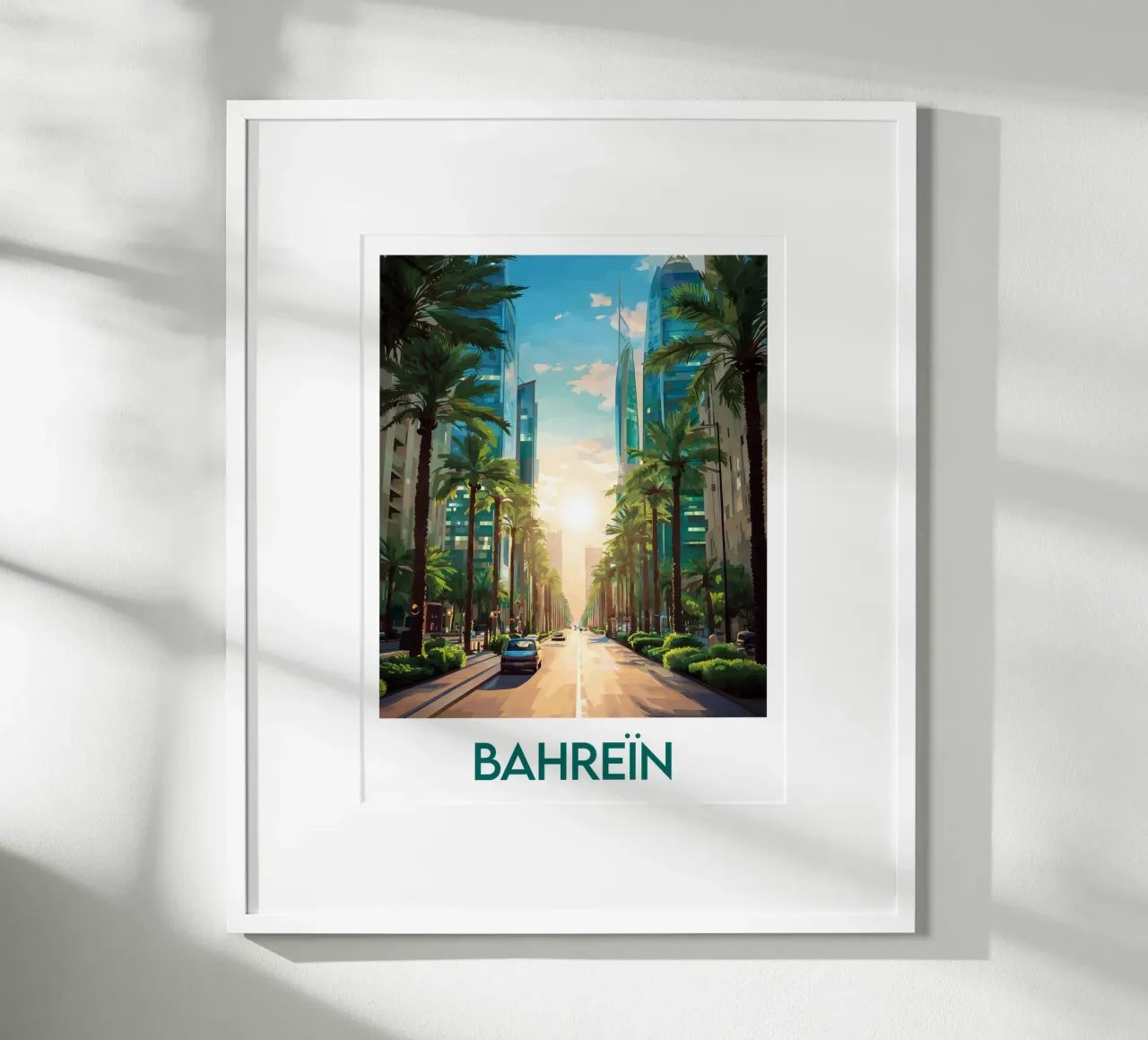 Manifesto del Bahrein poster con telaio in legno da Frame the World