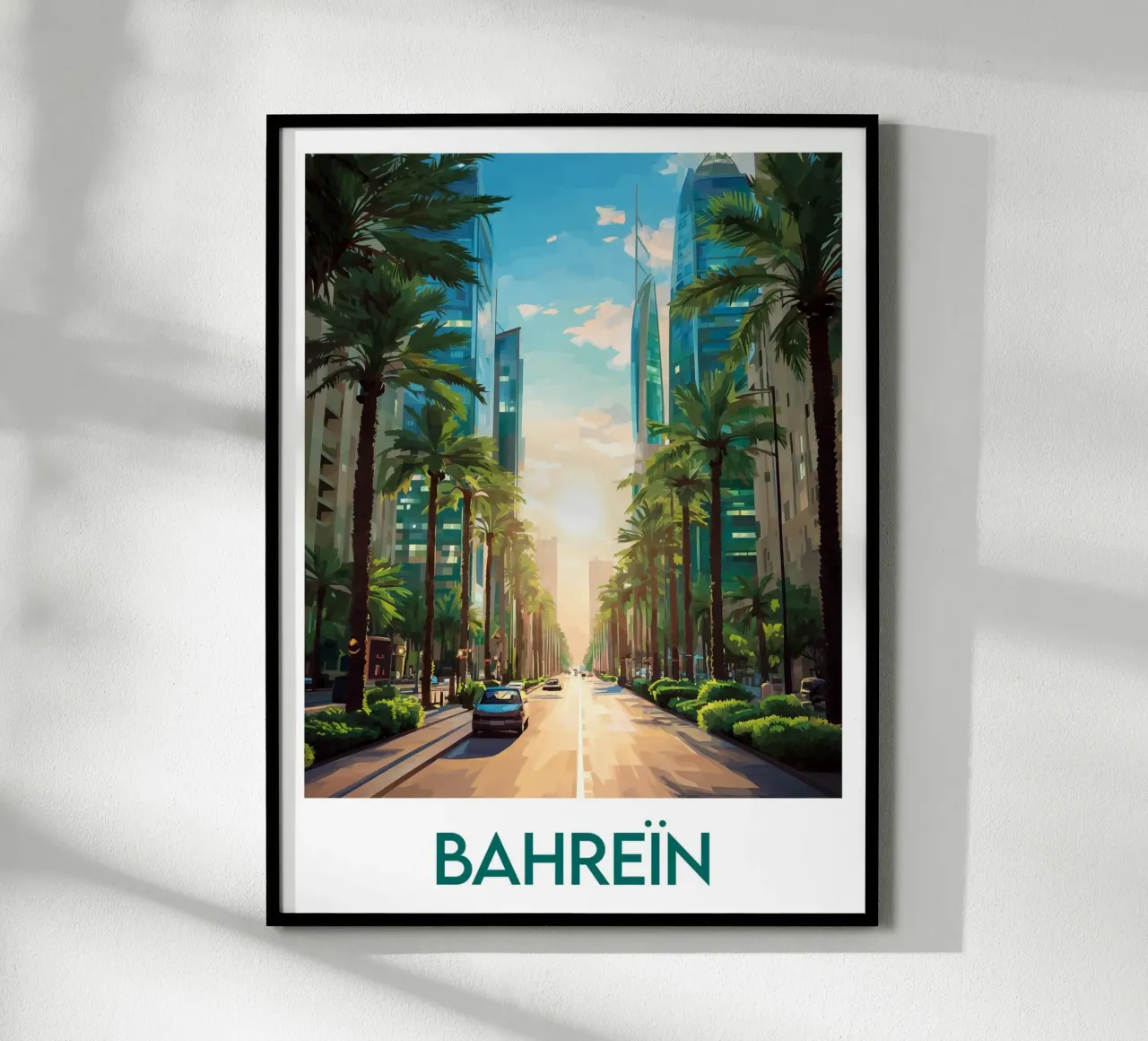Manifesto del Bahrein poster con telaio in legno da Frame the World