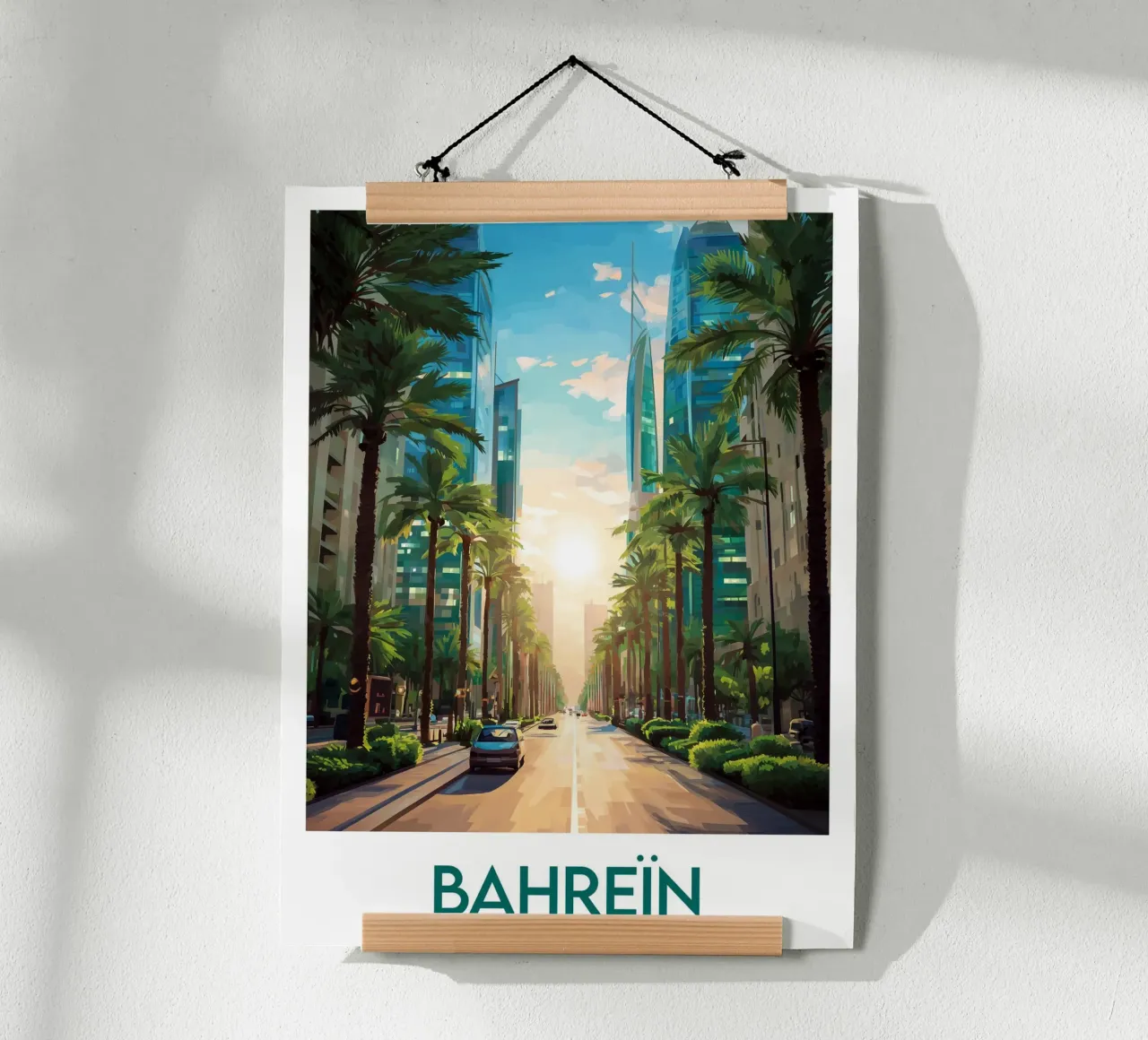 Manifesto del Bahrein poster con telaio in legno da Frame the World