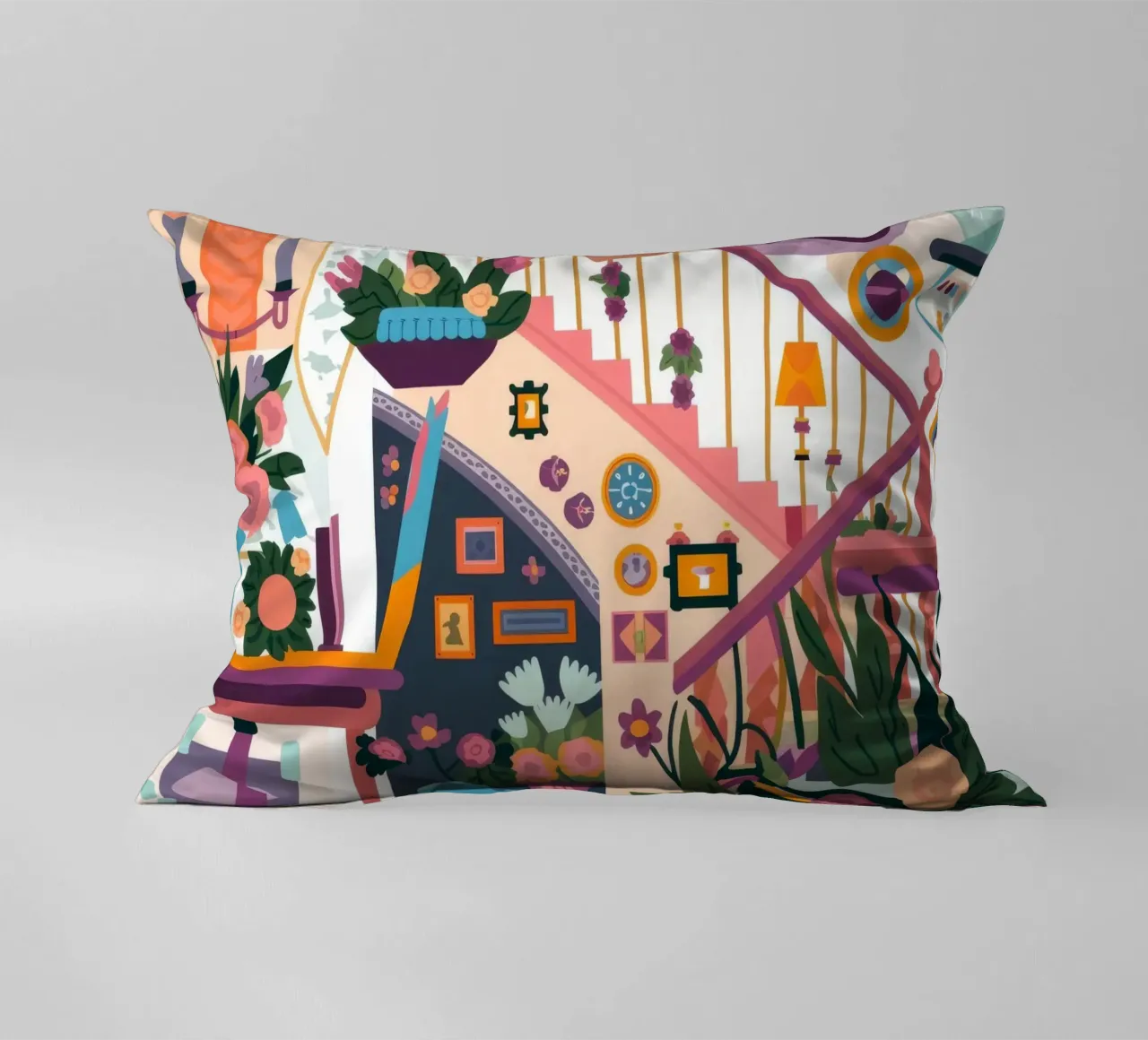 Enchanted Staircase Bloom decorative cushion by Lumina Vision