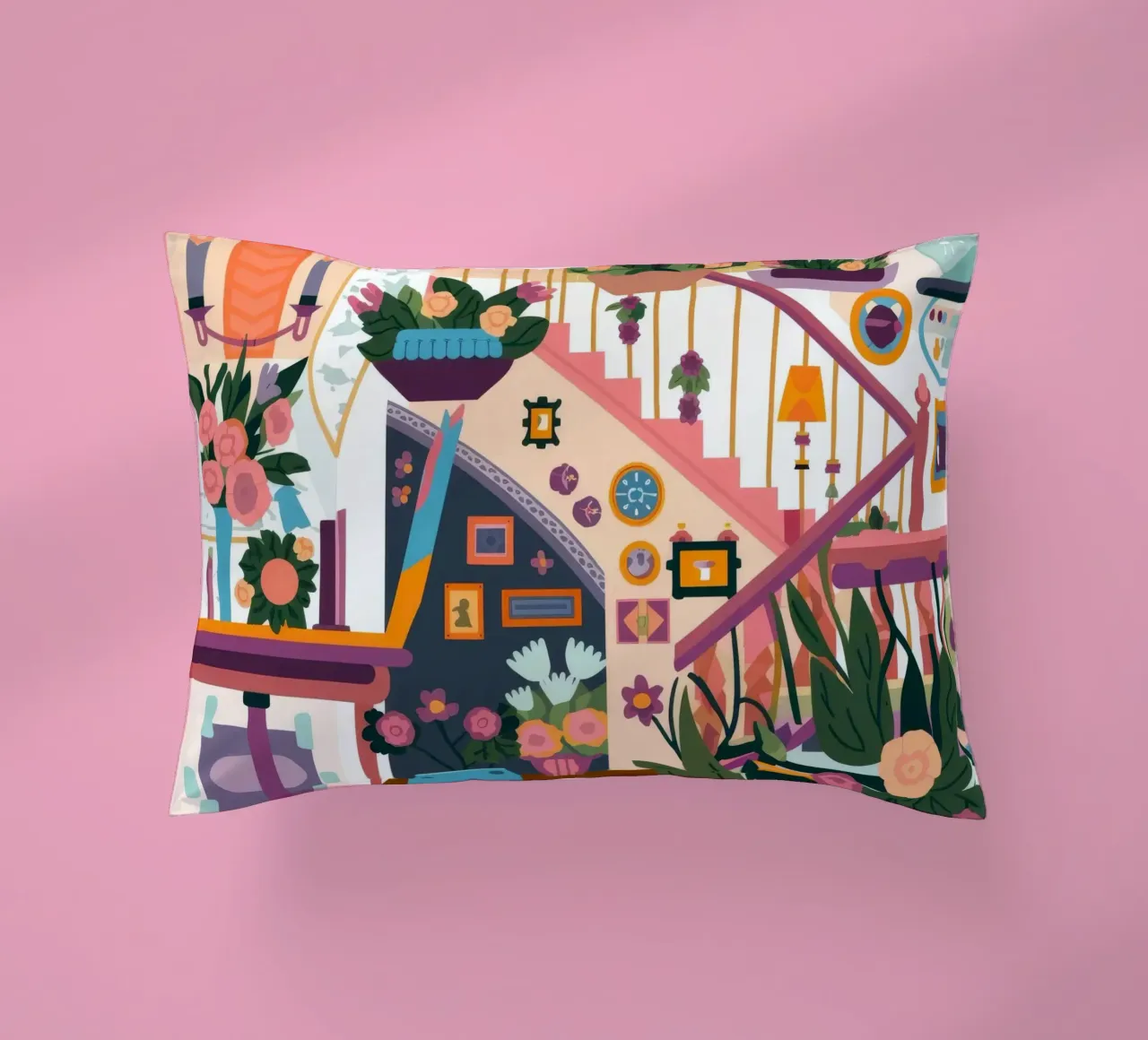 Enchanted Staircase Bloom decorative cushion by Lumina Vision