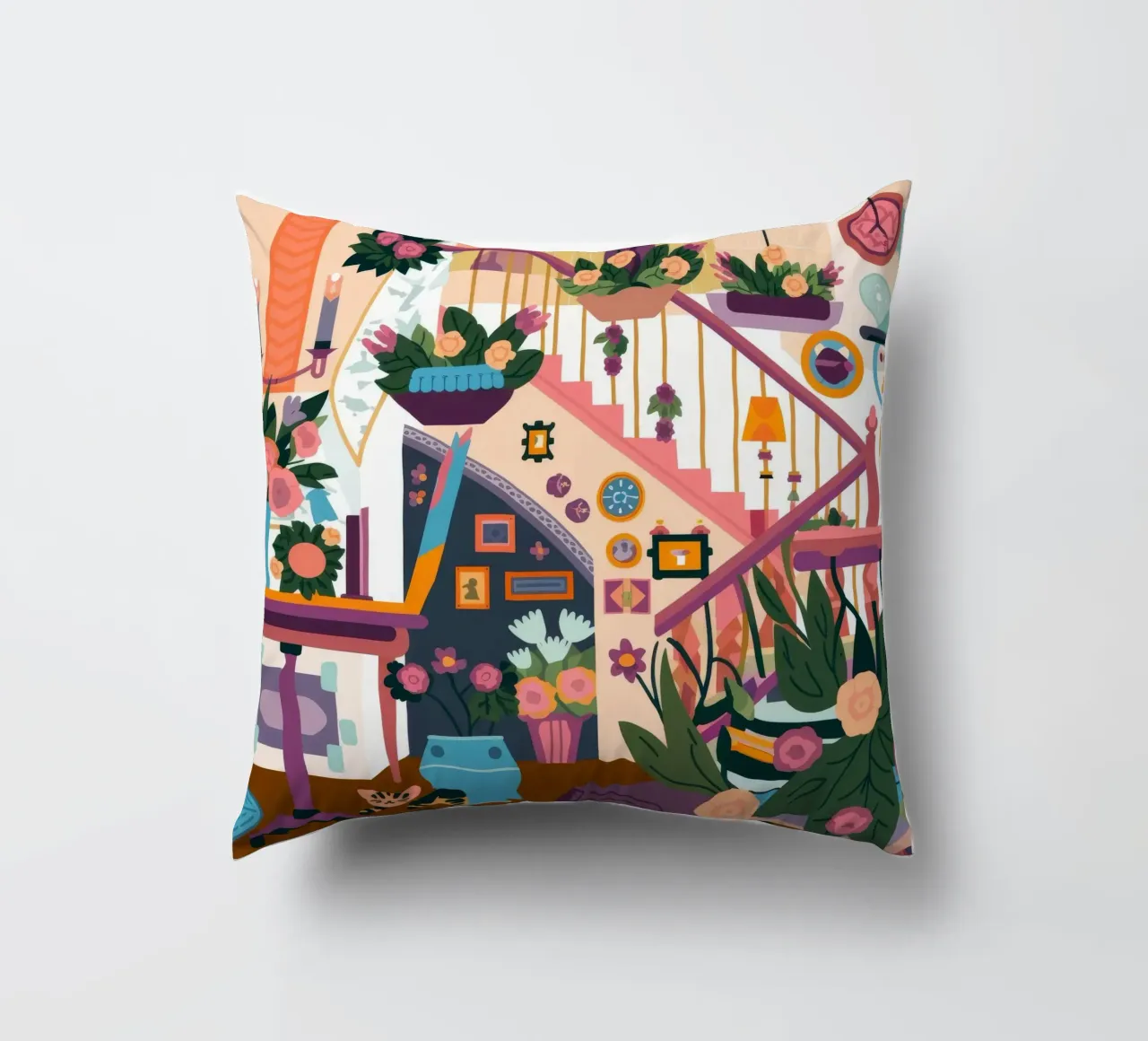 Enchanted Staircase Bloom decorative cushion by Lumina Vision