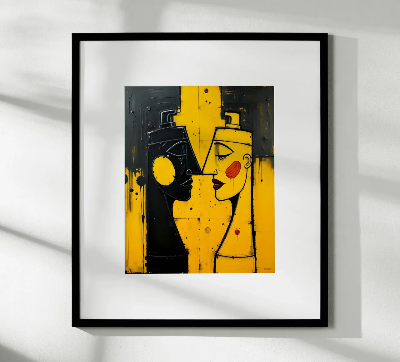 Ritratto_Stil_A_2 poster con telaio in alluminio da schwarz-gelb by LK