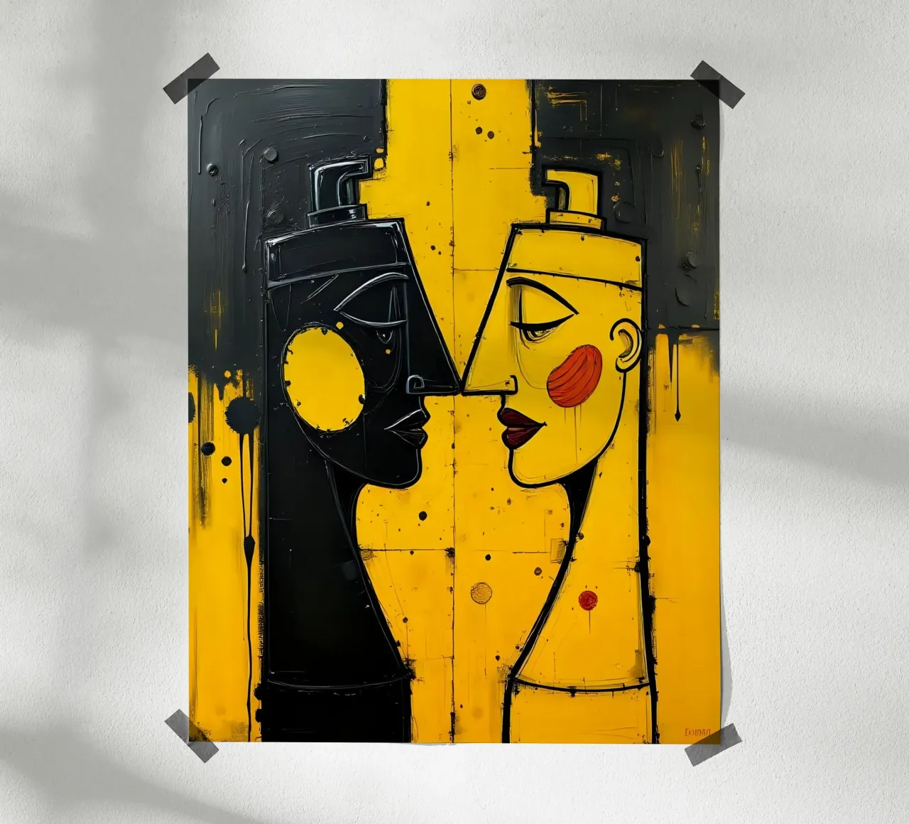 Ritratto_Stil_A_2 poster con telaio in alluminio da schwarz-gelb by LK