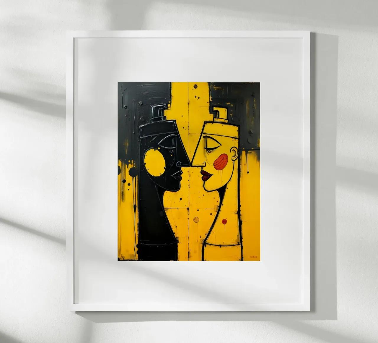 Ritratto_Stil_A_2 poster con telaio in alluminio da schwarz-gelb by LK