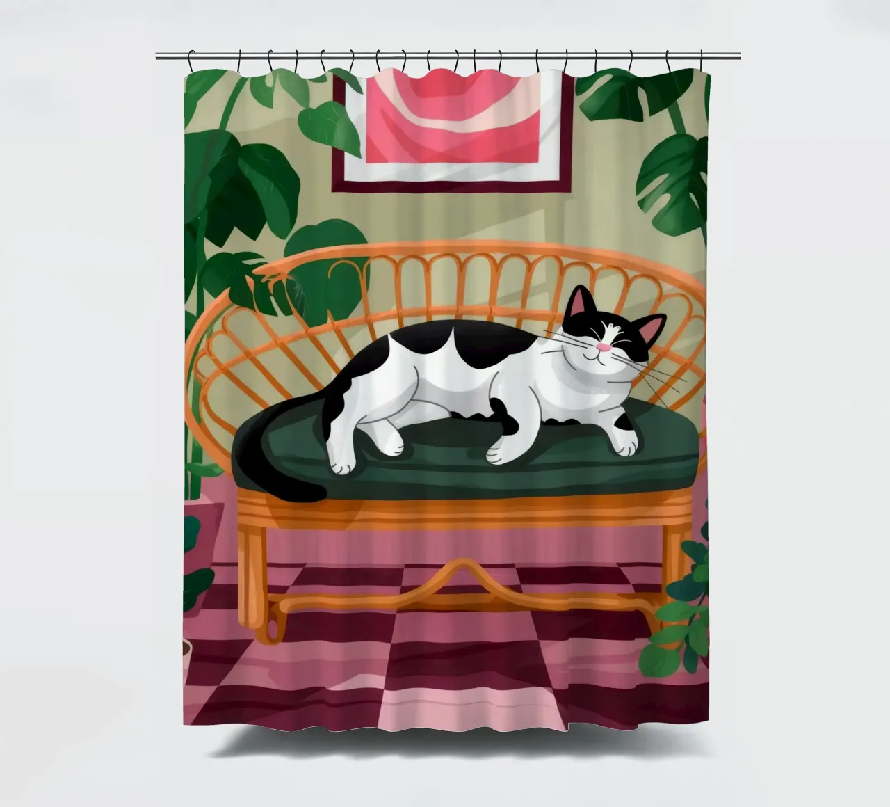 Tranquil Feline Retreat shower curtain by Lumina Vision