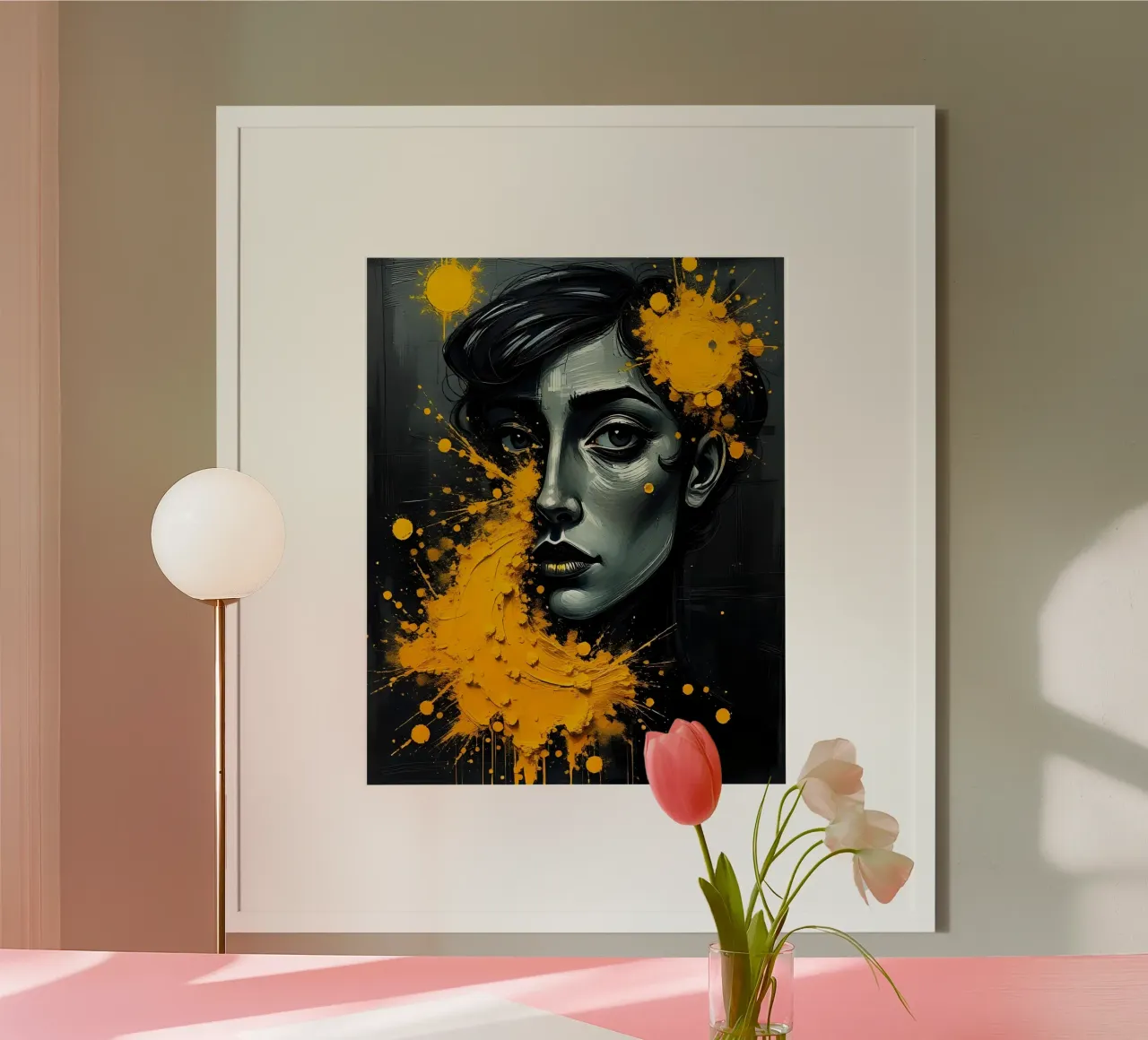 Ritratto_Stil_B_1 poster con telaio in plastica da schwarz-gelb by LK