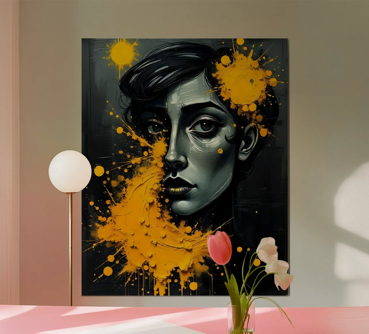 Ritratto_Stil_B_1 poster con telaio in plastica da schwarz-gelb by LK