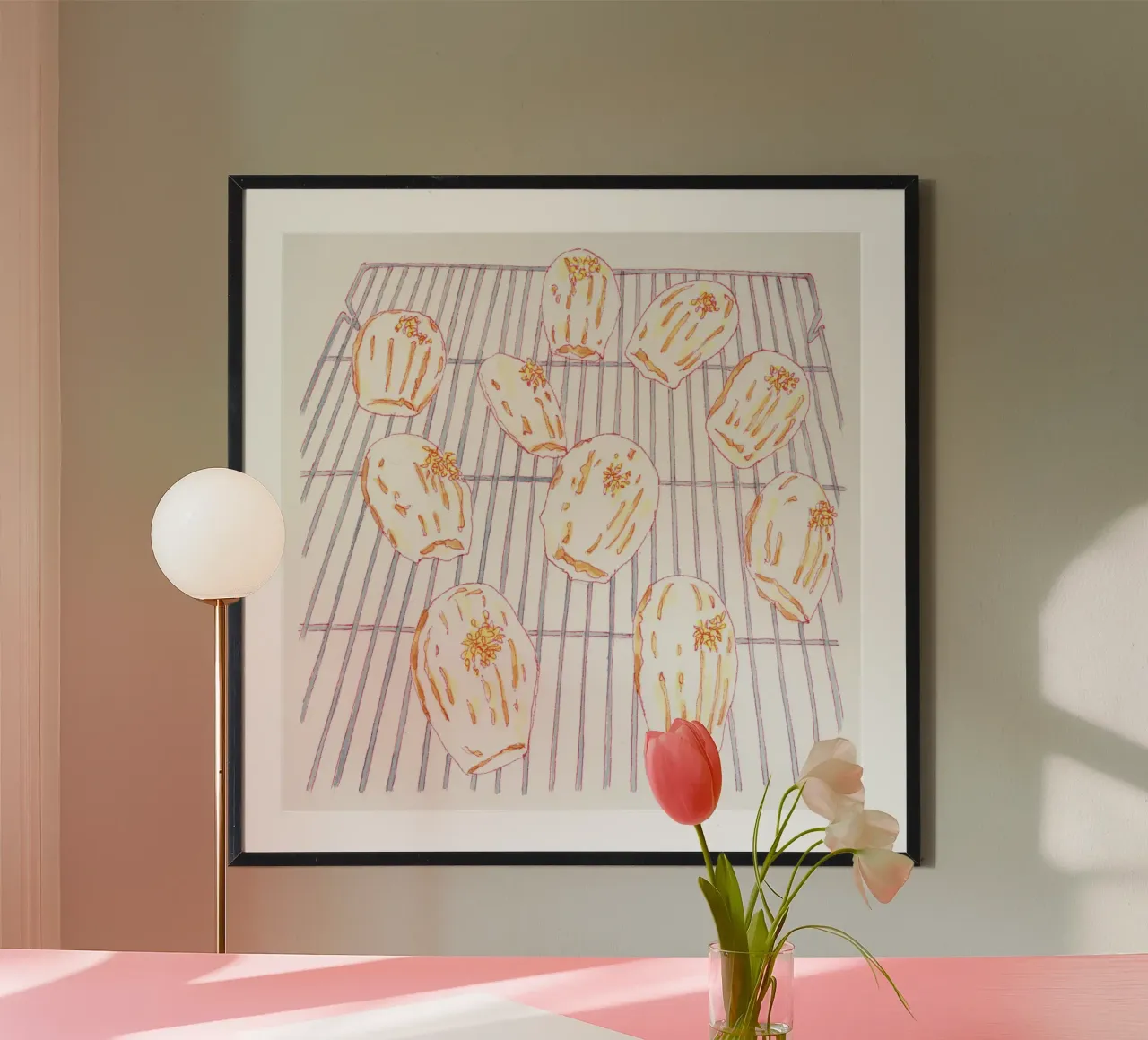 Lemon Madeleines poster con telaio in legno da Ellen Garden