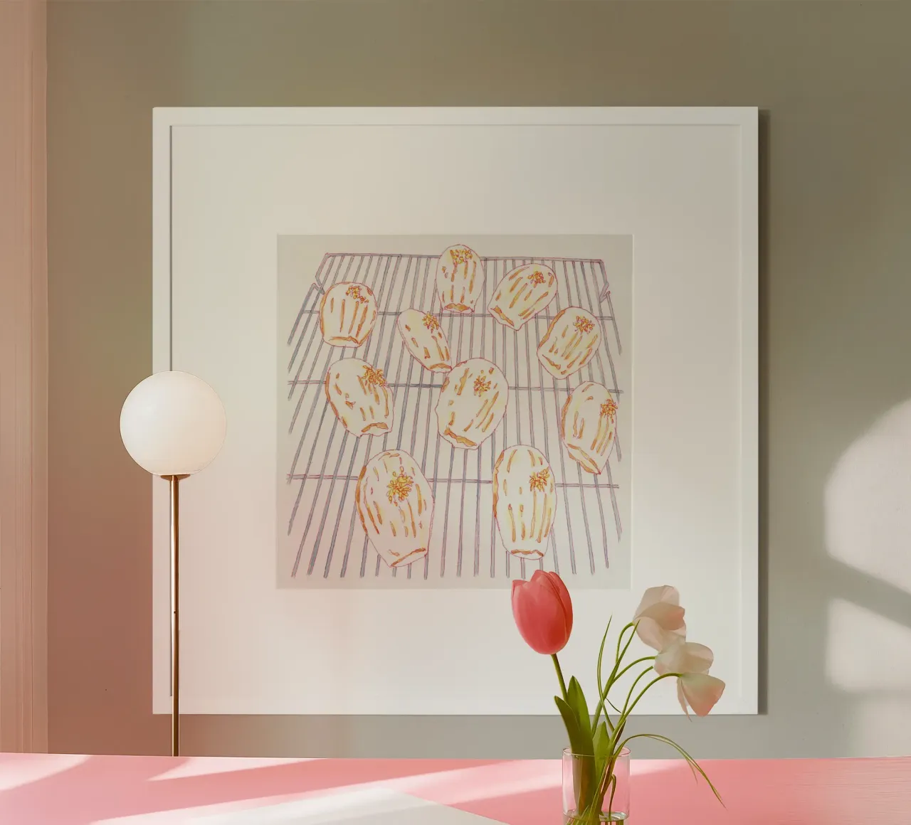 Lemon Madeleines poster con telaio in legno da Ellen Garden