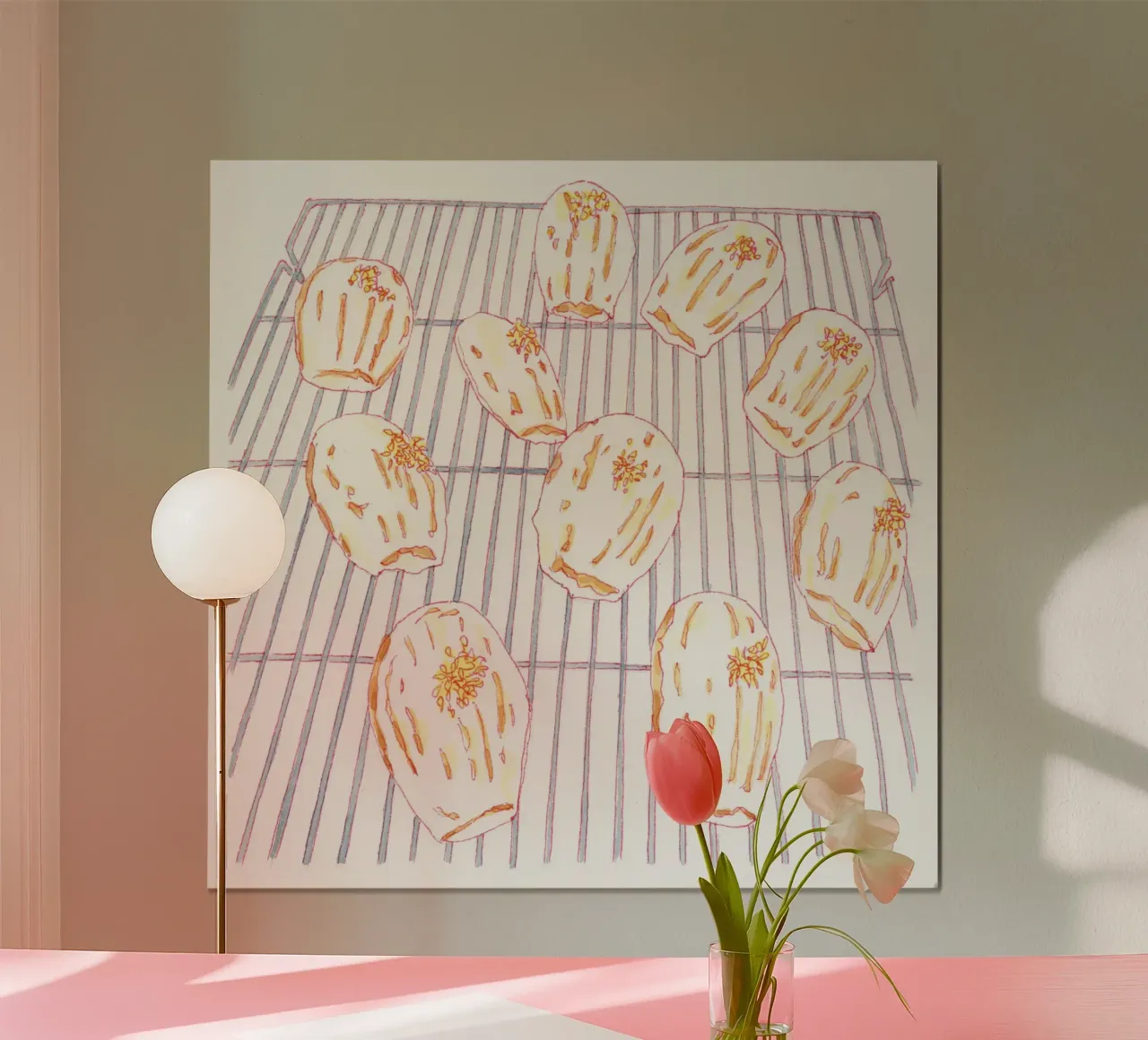 Lemon Madeleines poster con telaio in legno da Ellen Garden