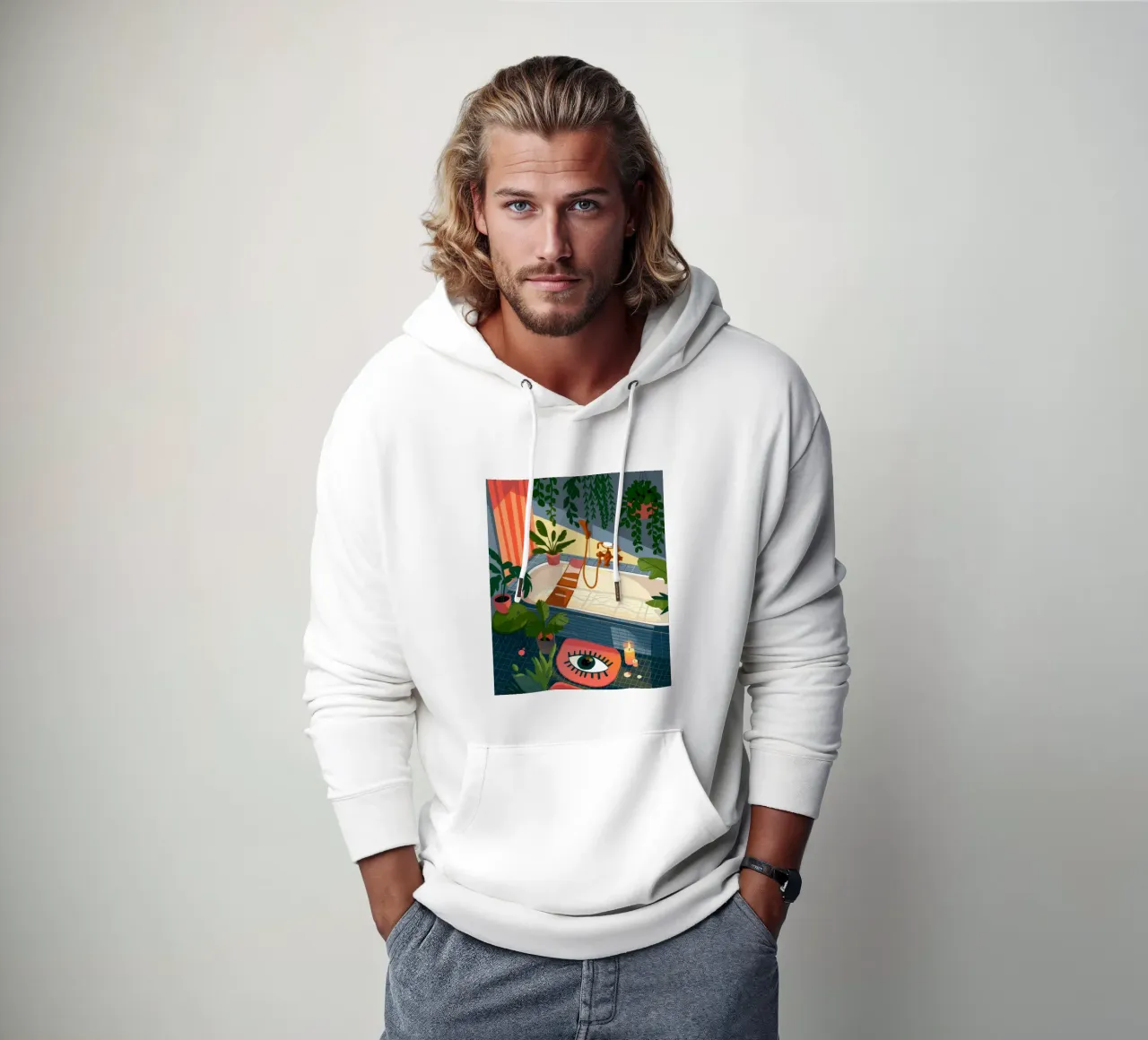 Serene Bathing Oasis hoodie by Lumina Vision