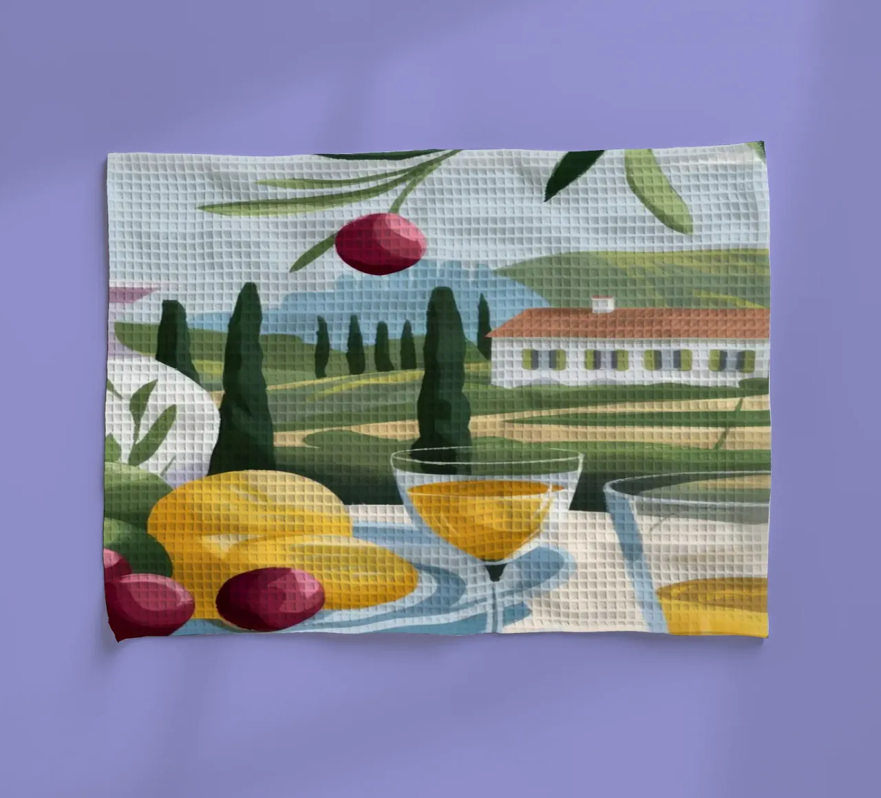 Mediterranean Breakfast Bliss tea towel by Lumina Vision