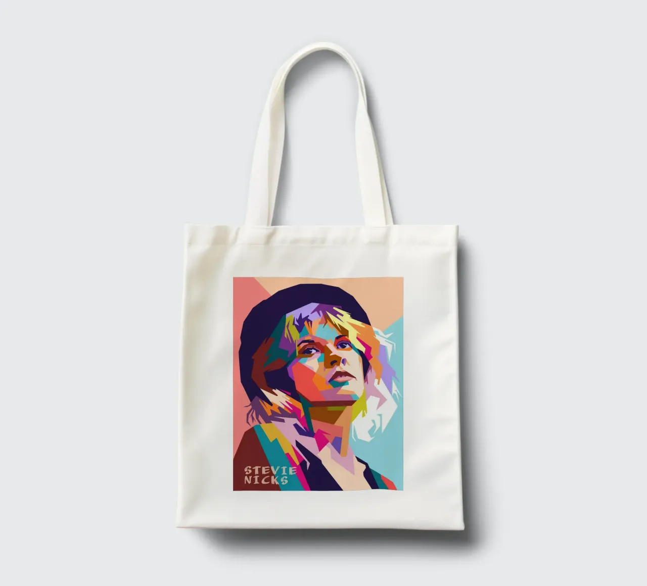 Ritratto pop art di Stevie Nicks borsa in juta da Hantamrata