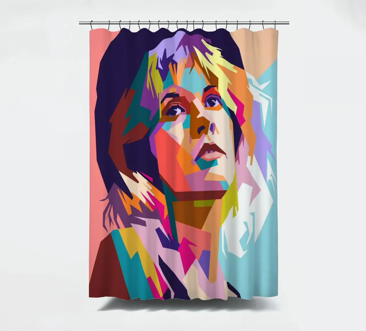 Ritratto pop art di Stevie Nicks tenda da doccia da Hantamrata