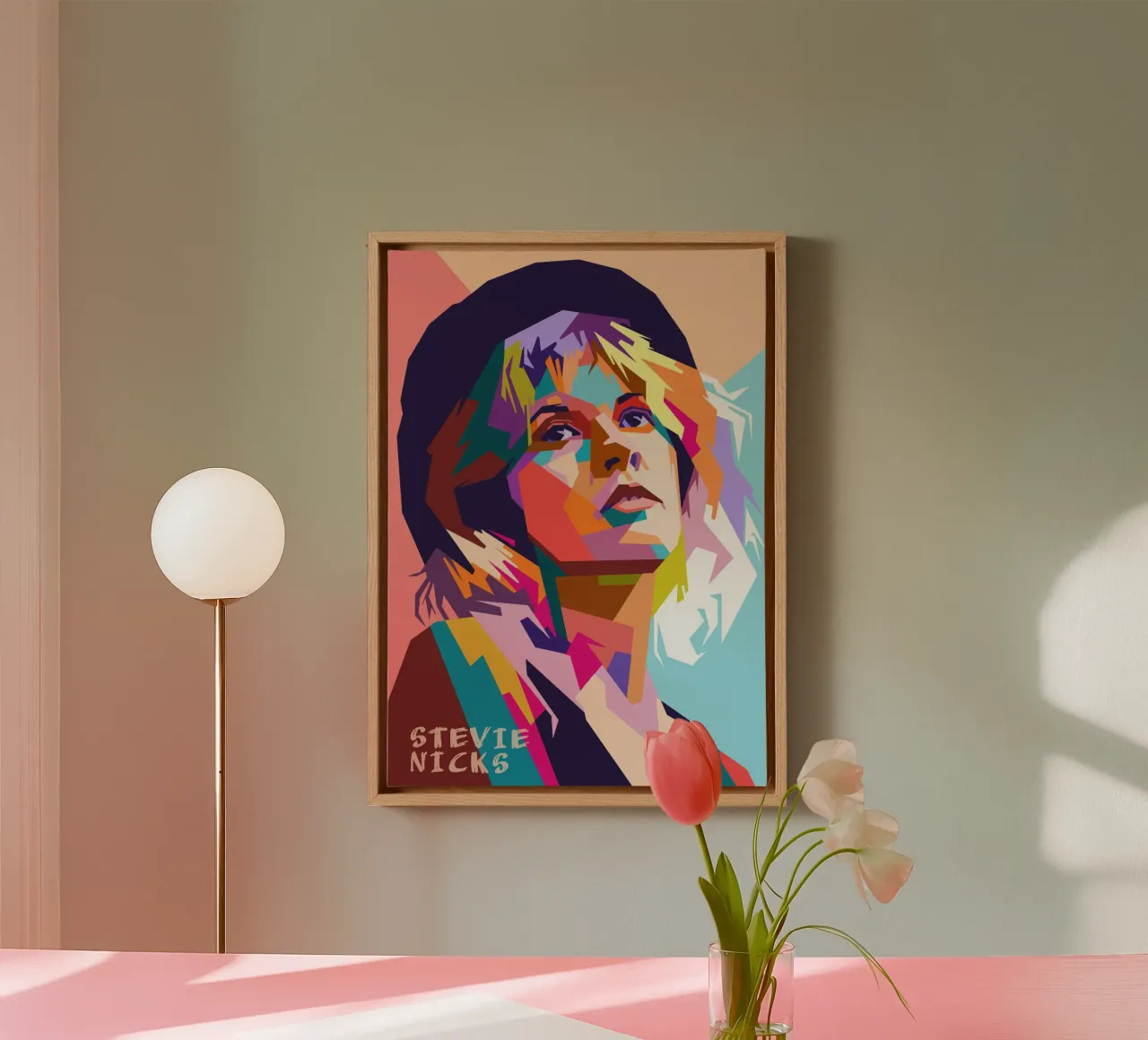 Ritratto pop art di Stevie Nicks tela con Cornice a cassetta da Hantamrata