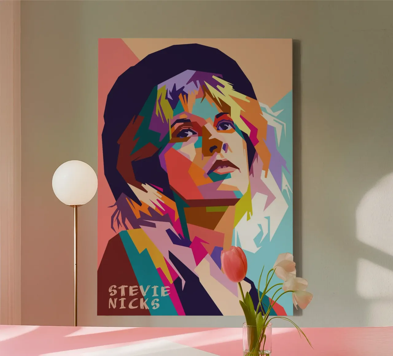 Ritratto pop art di Stevie Nicks tela con Cornice a cassetta da Hantamrata