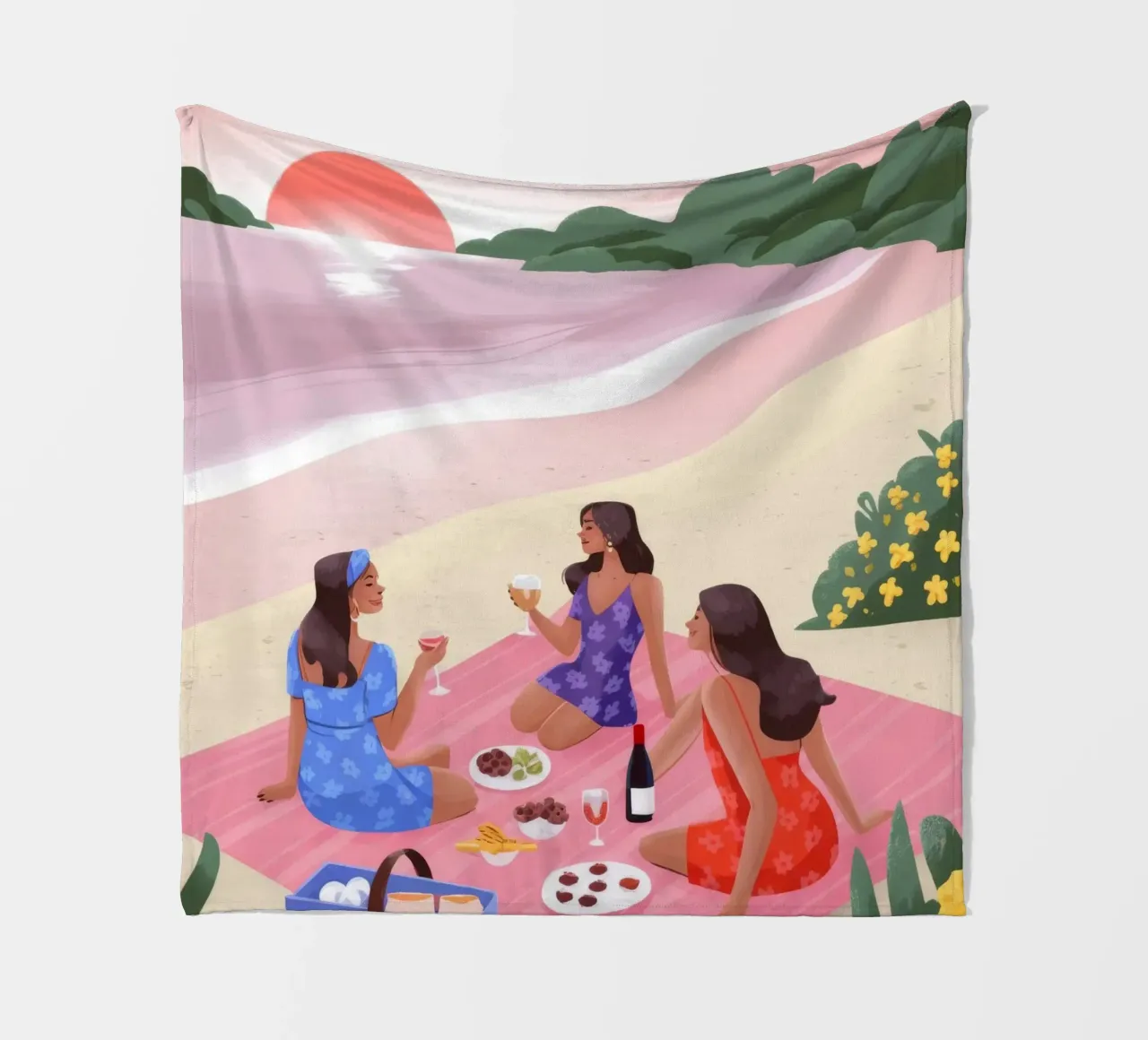Sunset Beach Picnic fleece blanket by Lumina Vision