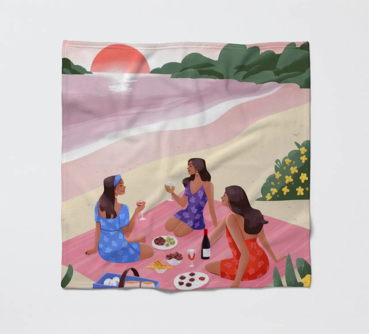 Sunset Beach Picnic fleece blanket by Lumina Vision