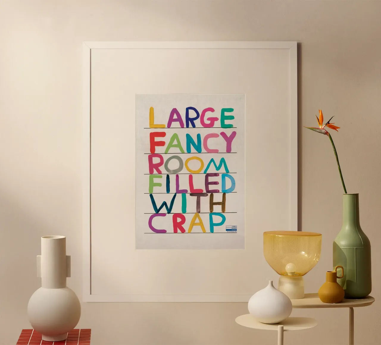 Una grande stanza di lusso piena di schifezze poster con telaio in alluminio da Davidprint